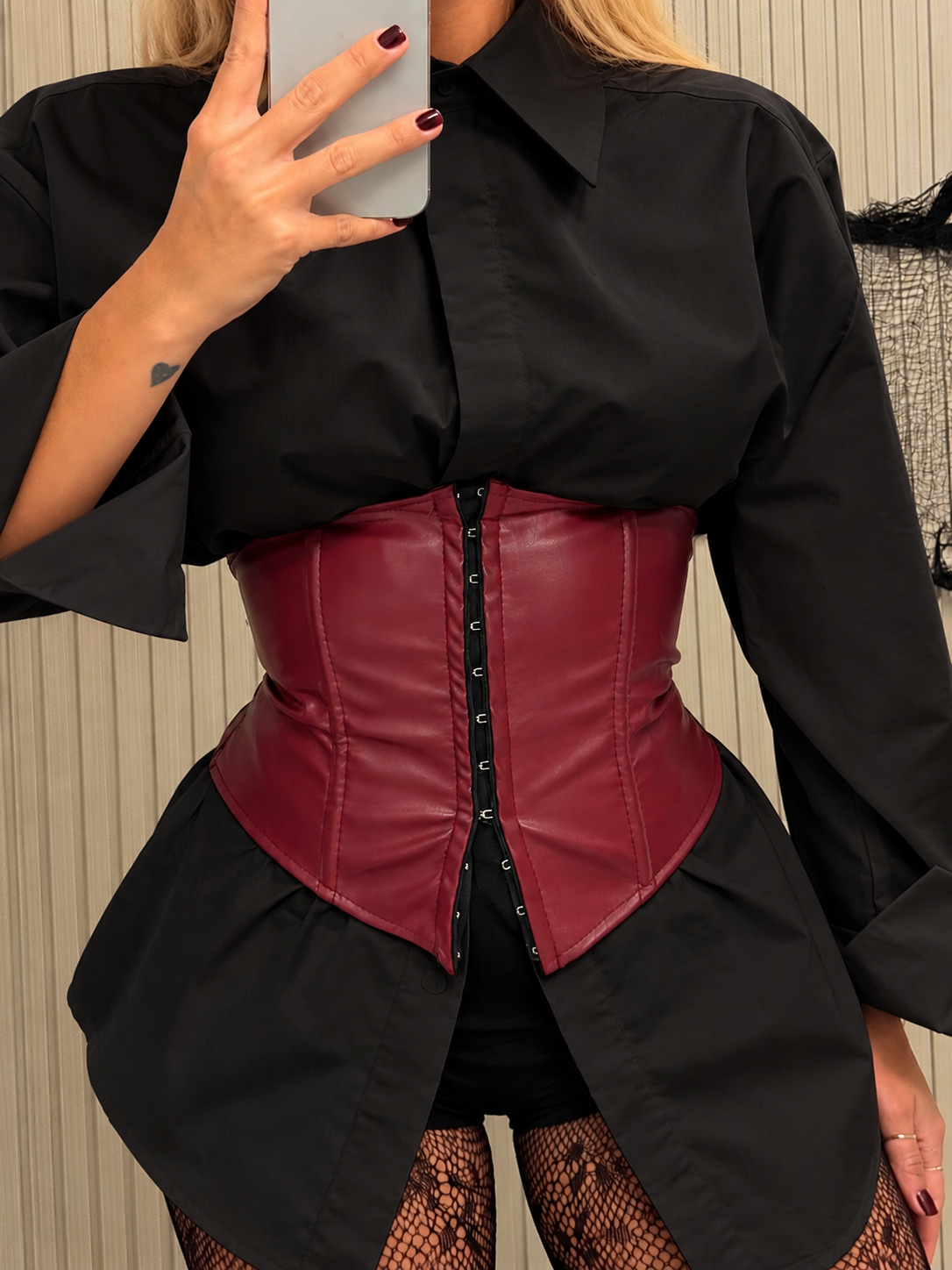 CORSETTO IN ECOPELLE BORDEAUX