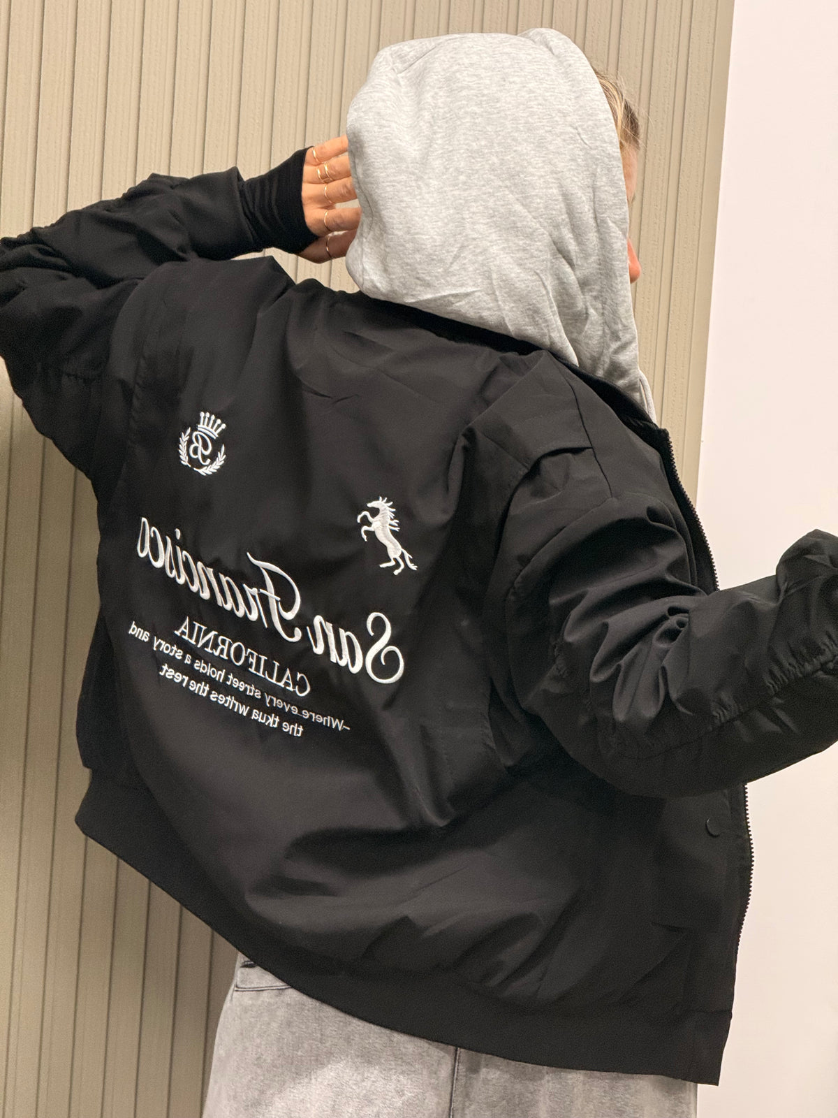 BOMBER CON FELPA SAN FRANCISCO NERO