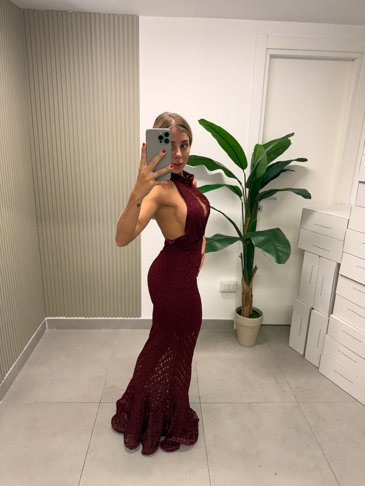 LONG DRESS ANITA BORDEAUX
