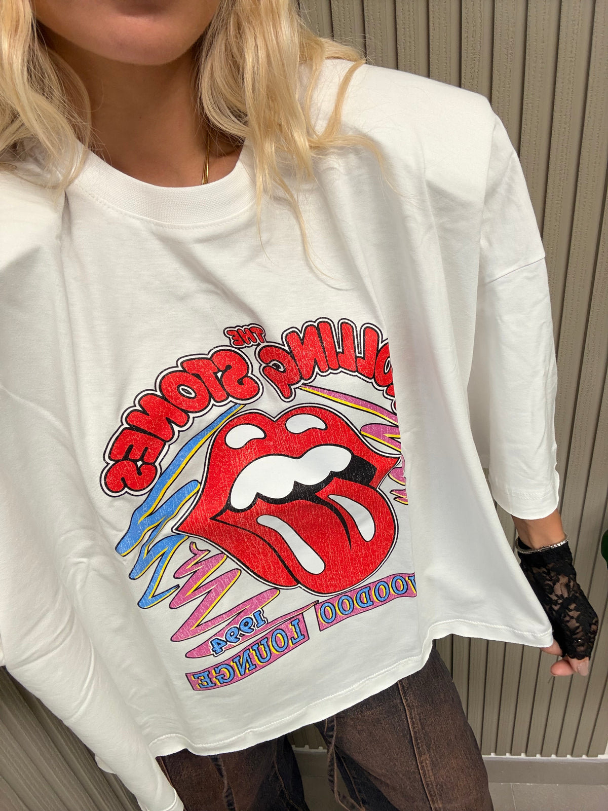 T-SHIRT BOXY ROLLING STONES BIANCA