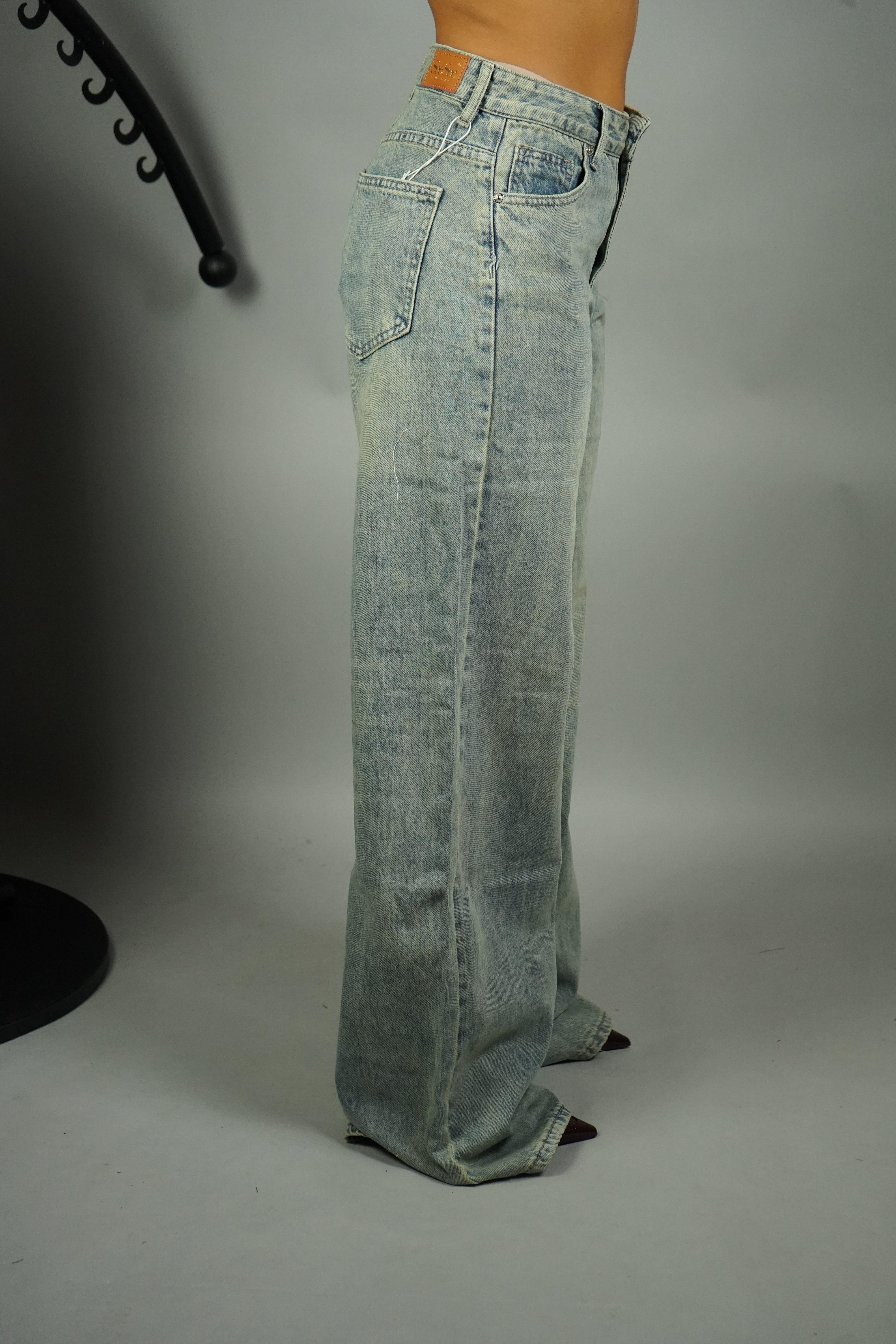 JEANS WIDE LEG SABBIA