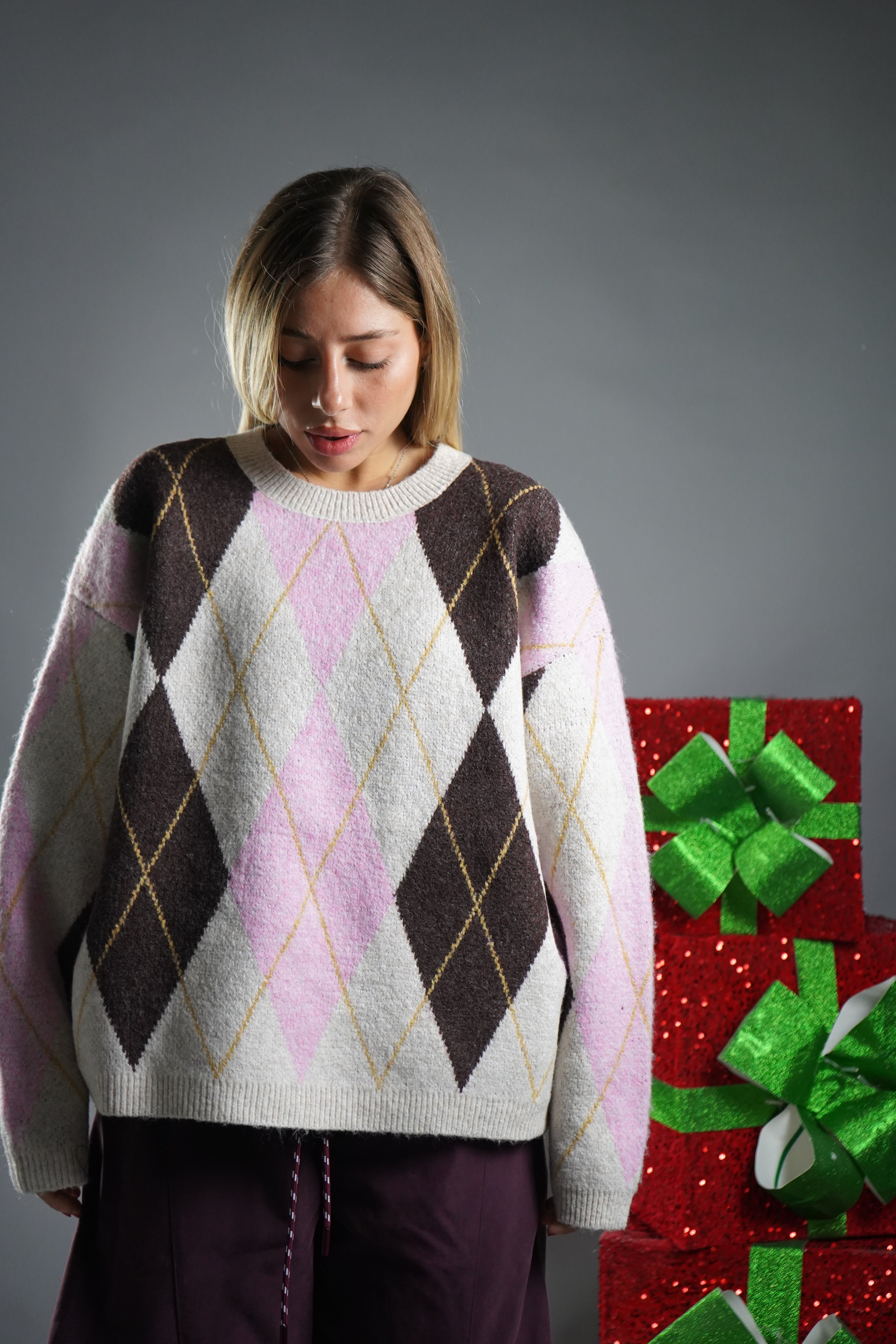 PULL SCACCHI PANNA E ROSA