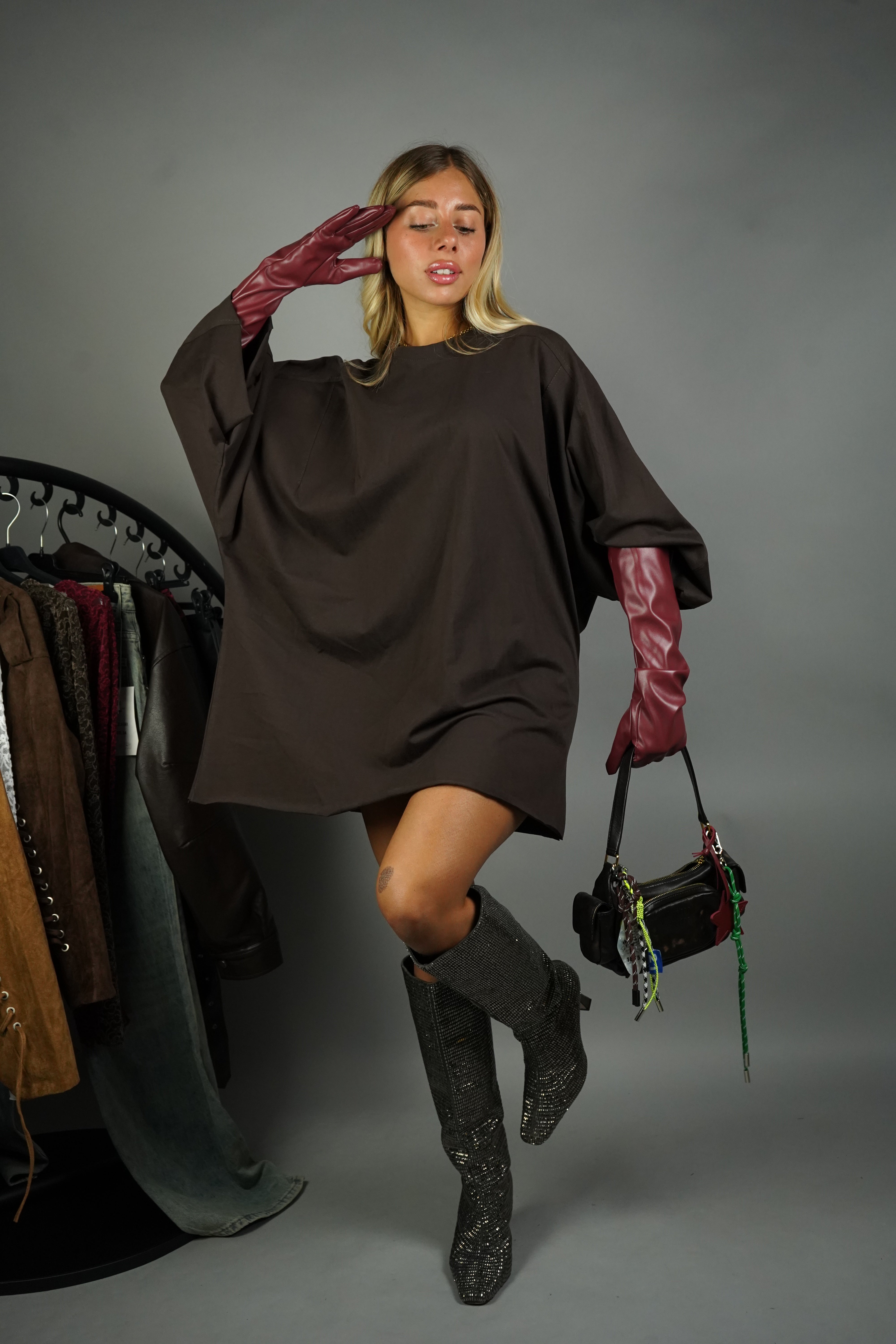 MAXI T-SHIRT WEST MARRONE