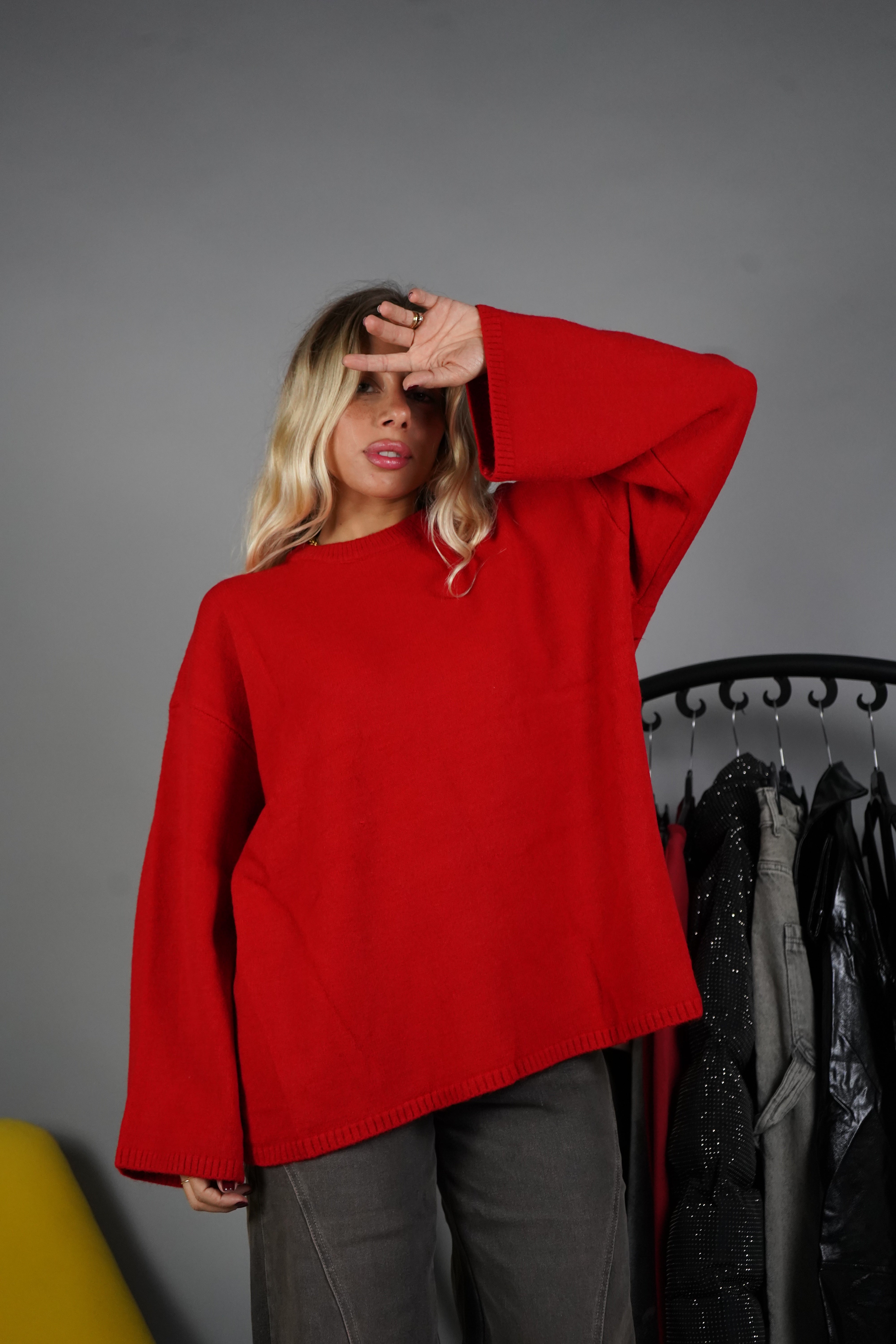 PULL MANICA LARGA ROSSO