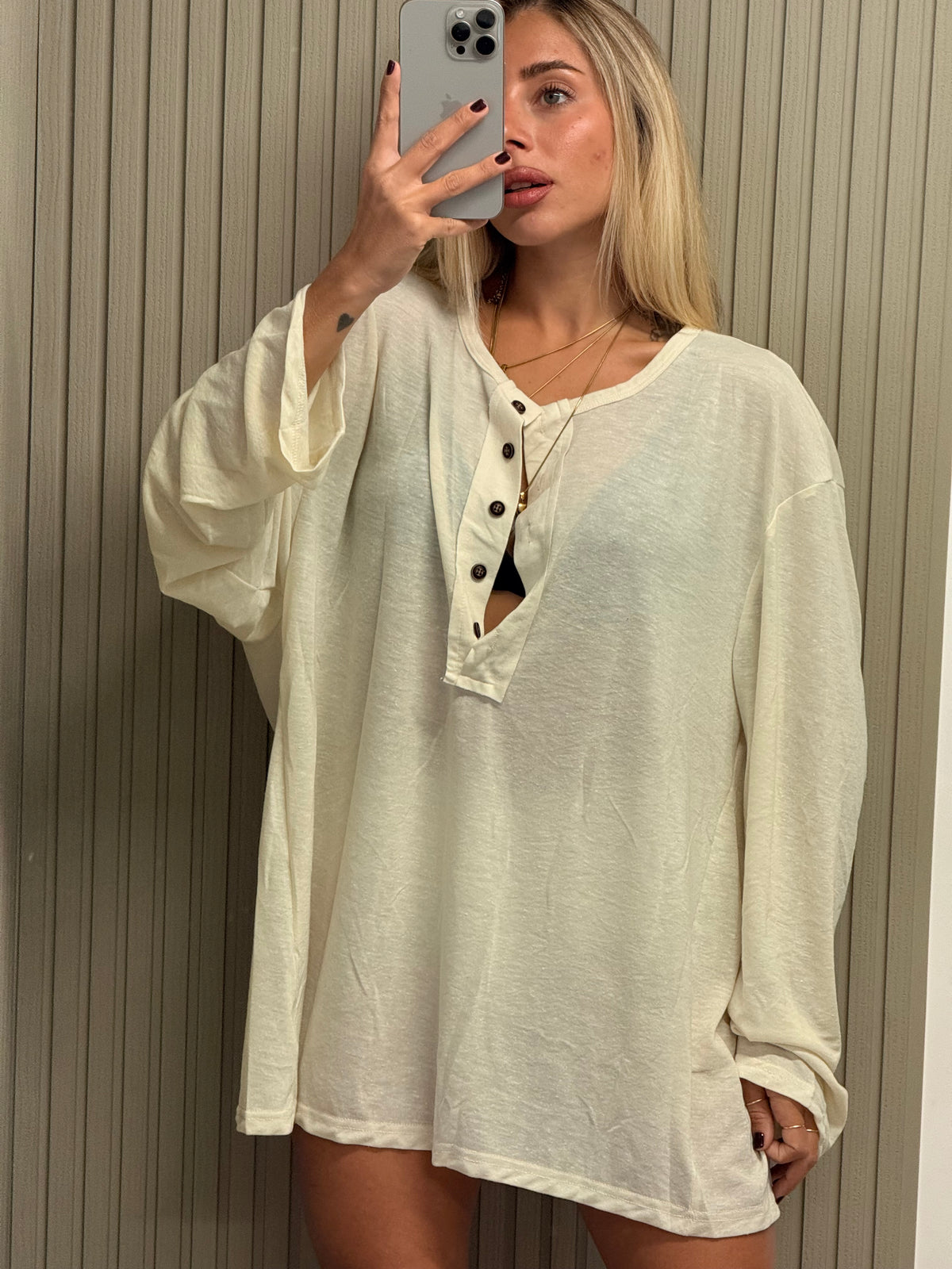 SERAFINO OVERSIZE CON BOTTONI PANNA