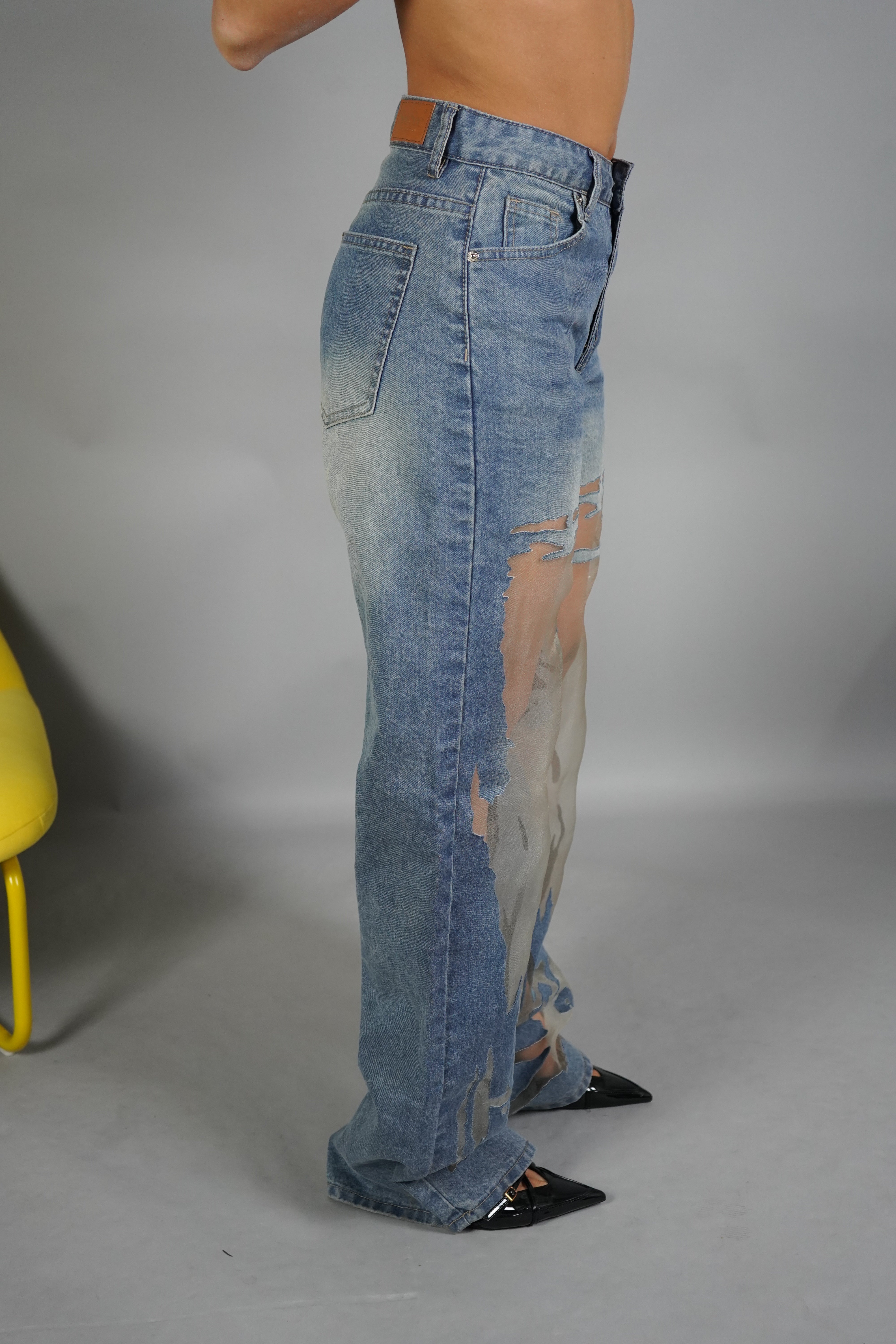 JEANS WIDE LEG TRASPARENZE