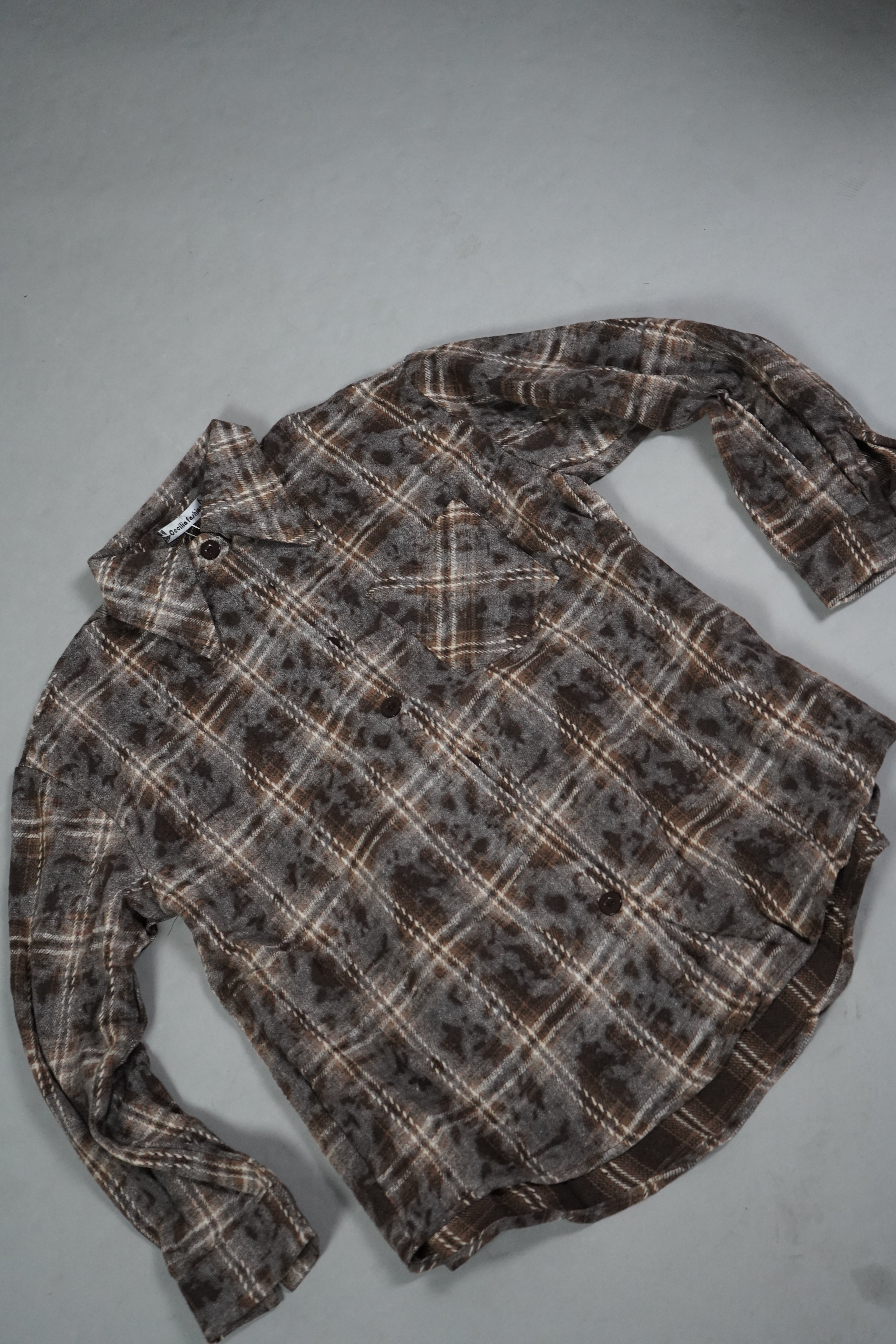 CAMICIA FLANELLA MACCHIE MARRONE