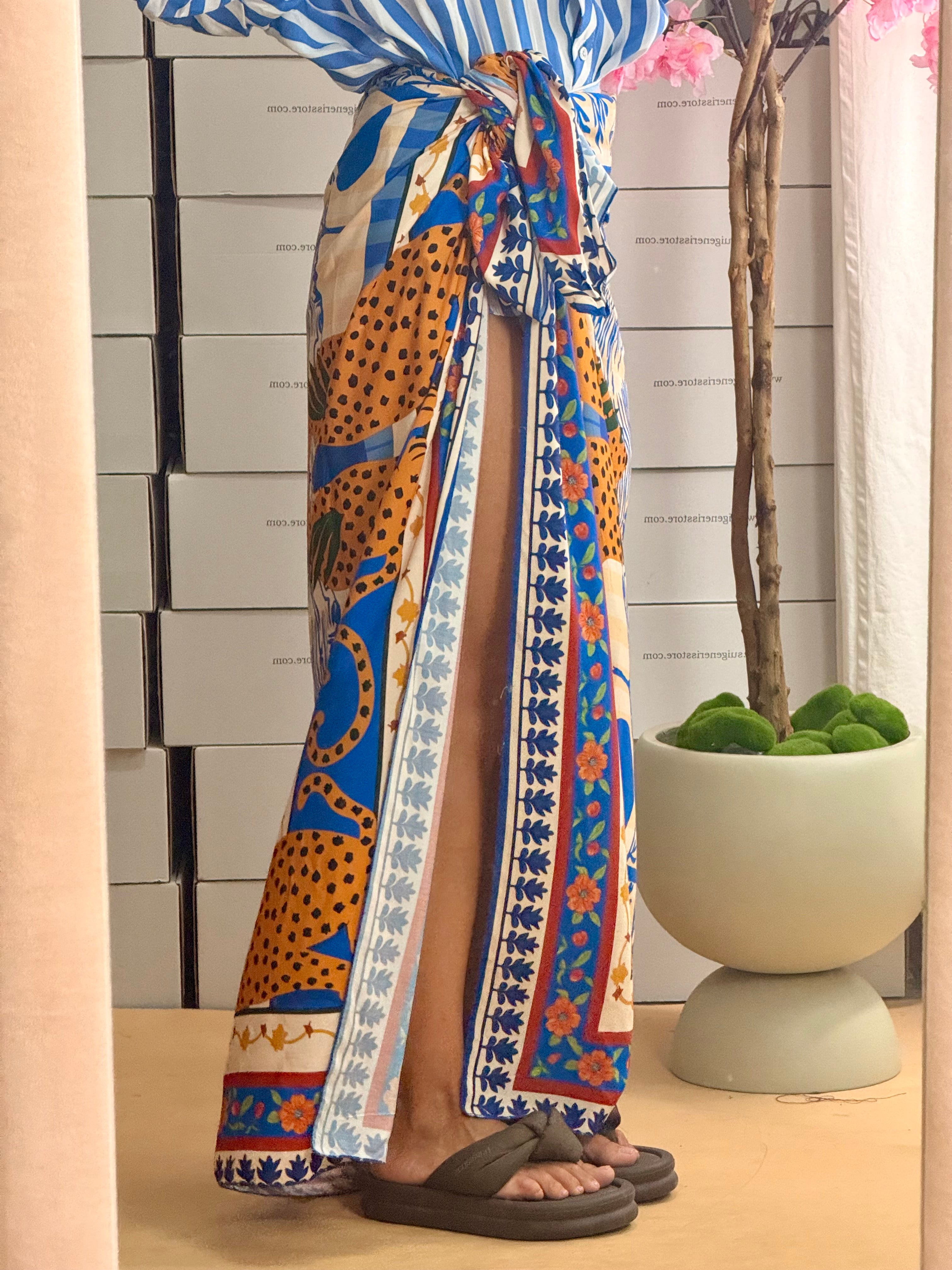 PAREO LUNGO SAFARI BLU