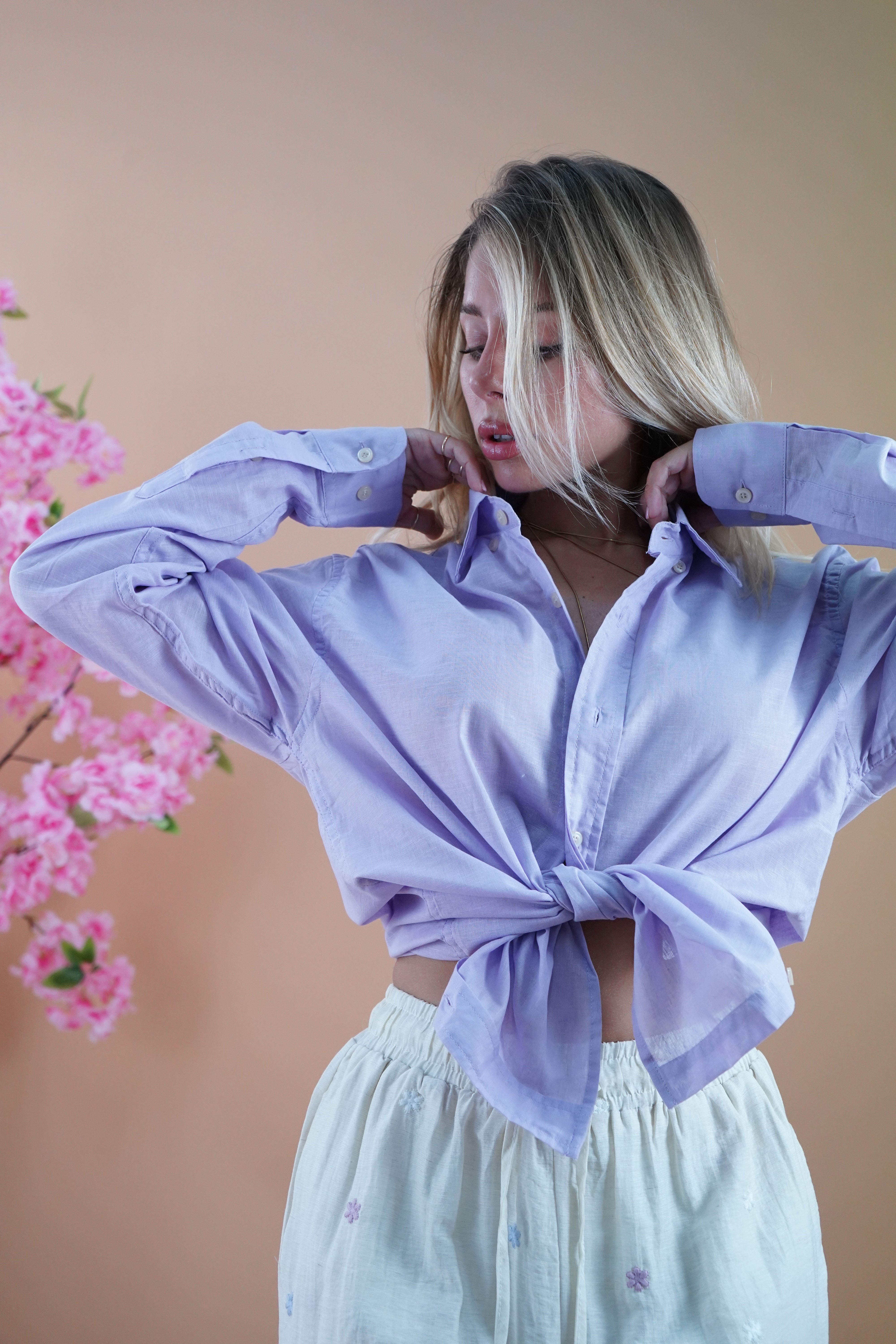 CAMICIA IN LINO PREMIUM LILLA