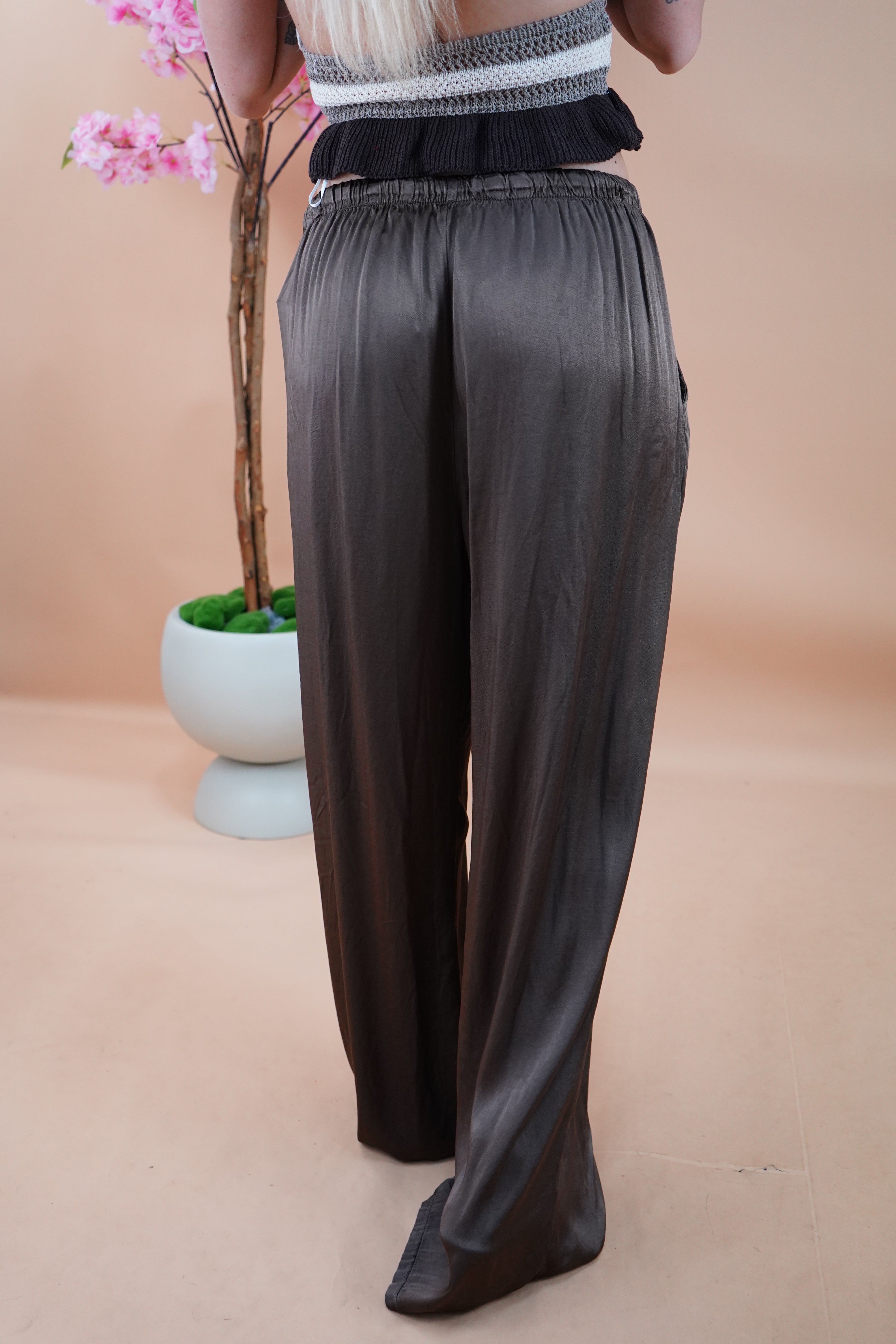 PANTALONE SATIN MARRONE