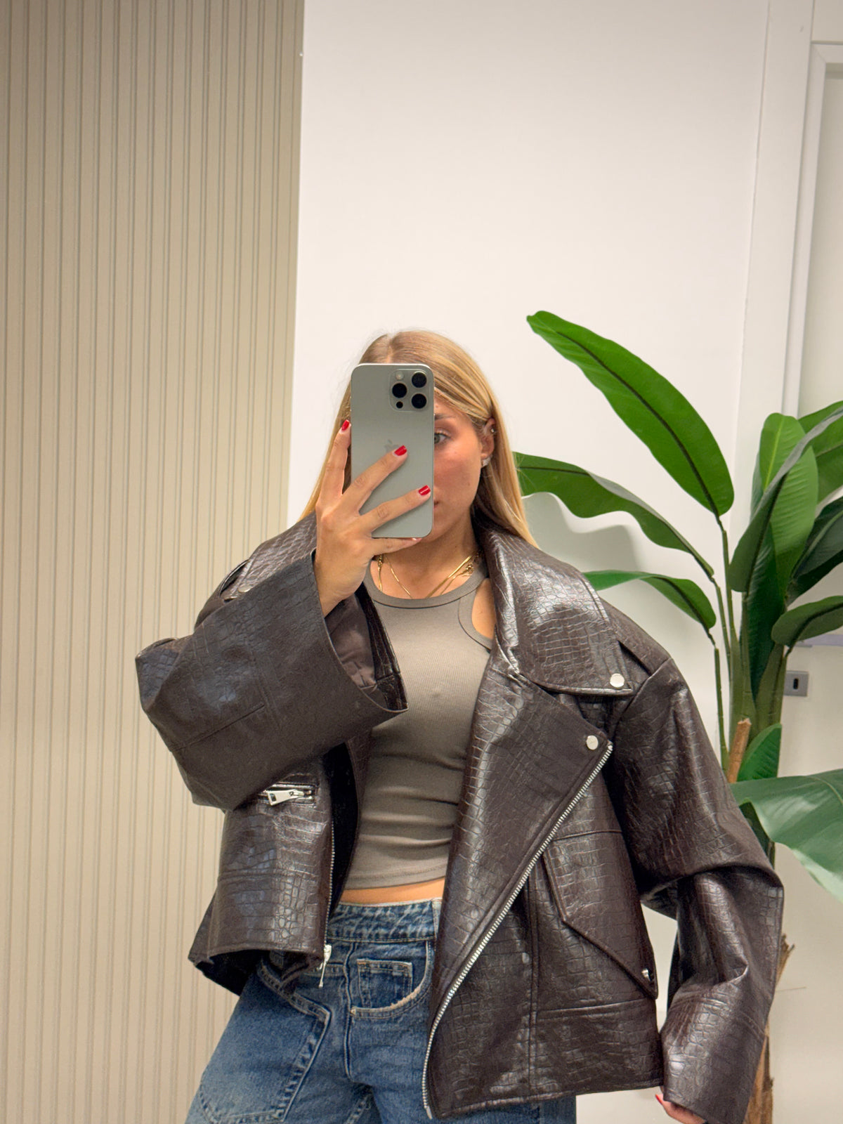 CHIODO ECOPELLE OVERSIZE COCCO MARRONE