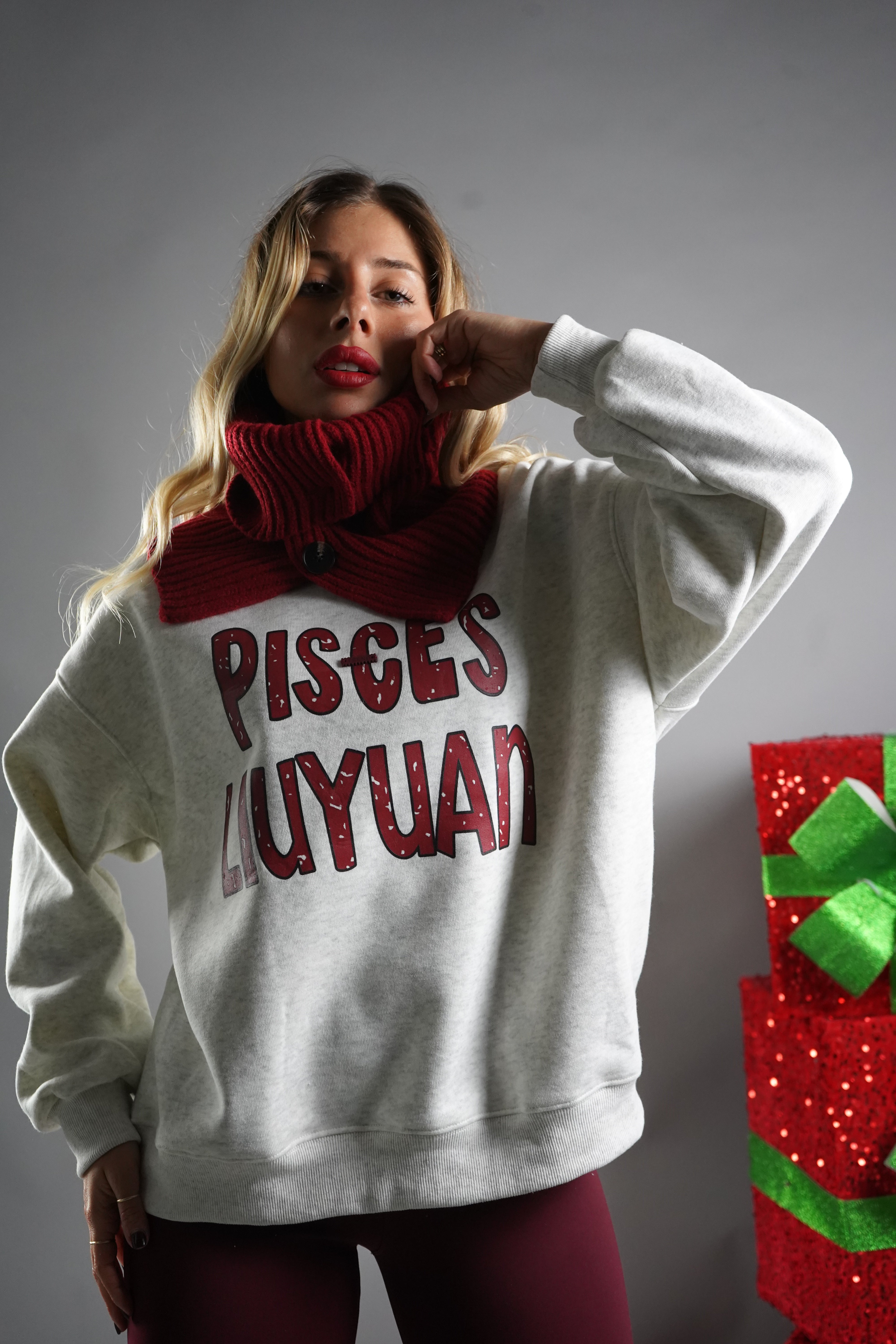 FELPA LUIS CON SCIARPA PANNA