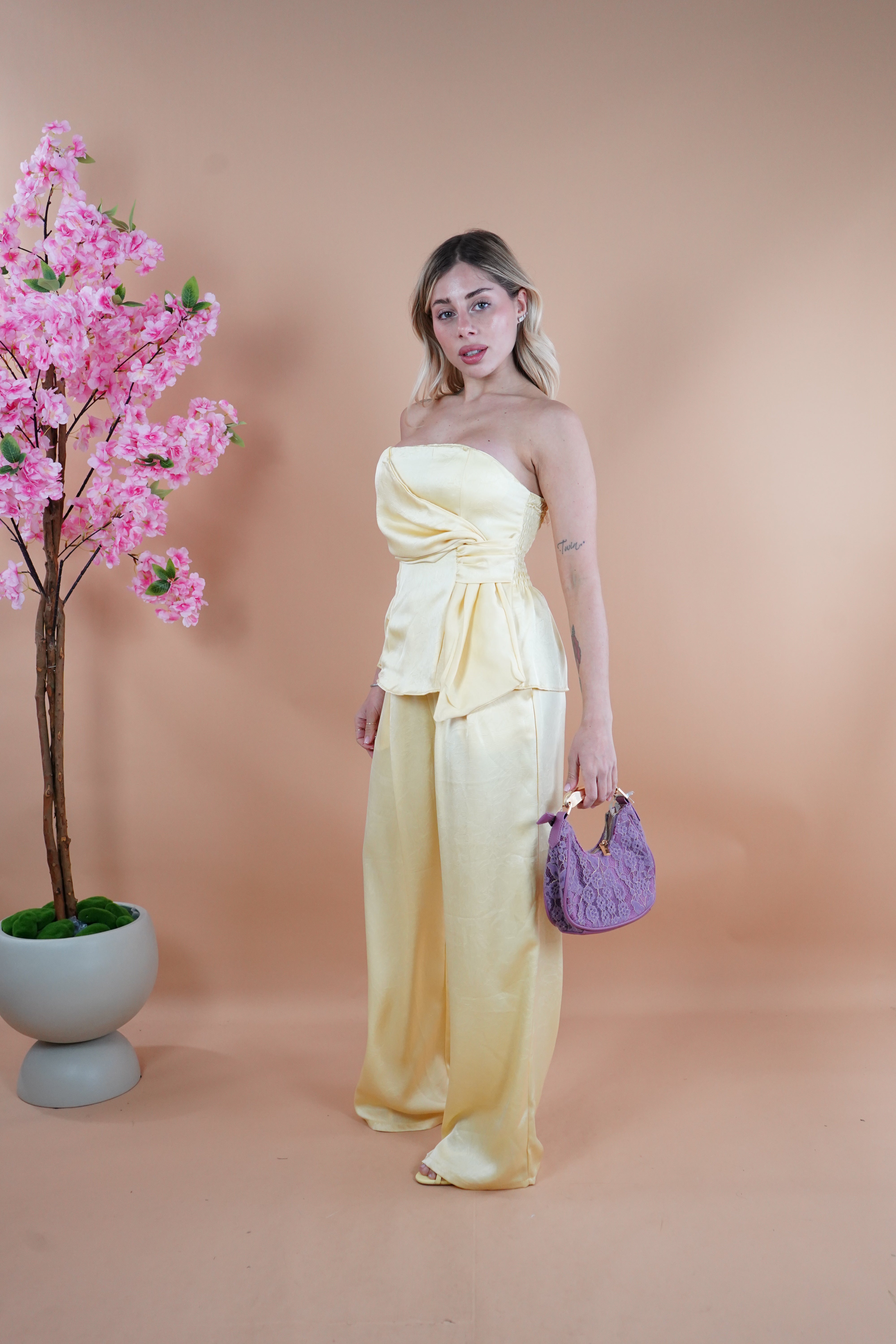 COORDINATO SATIN GRAZIA GIALLO