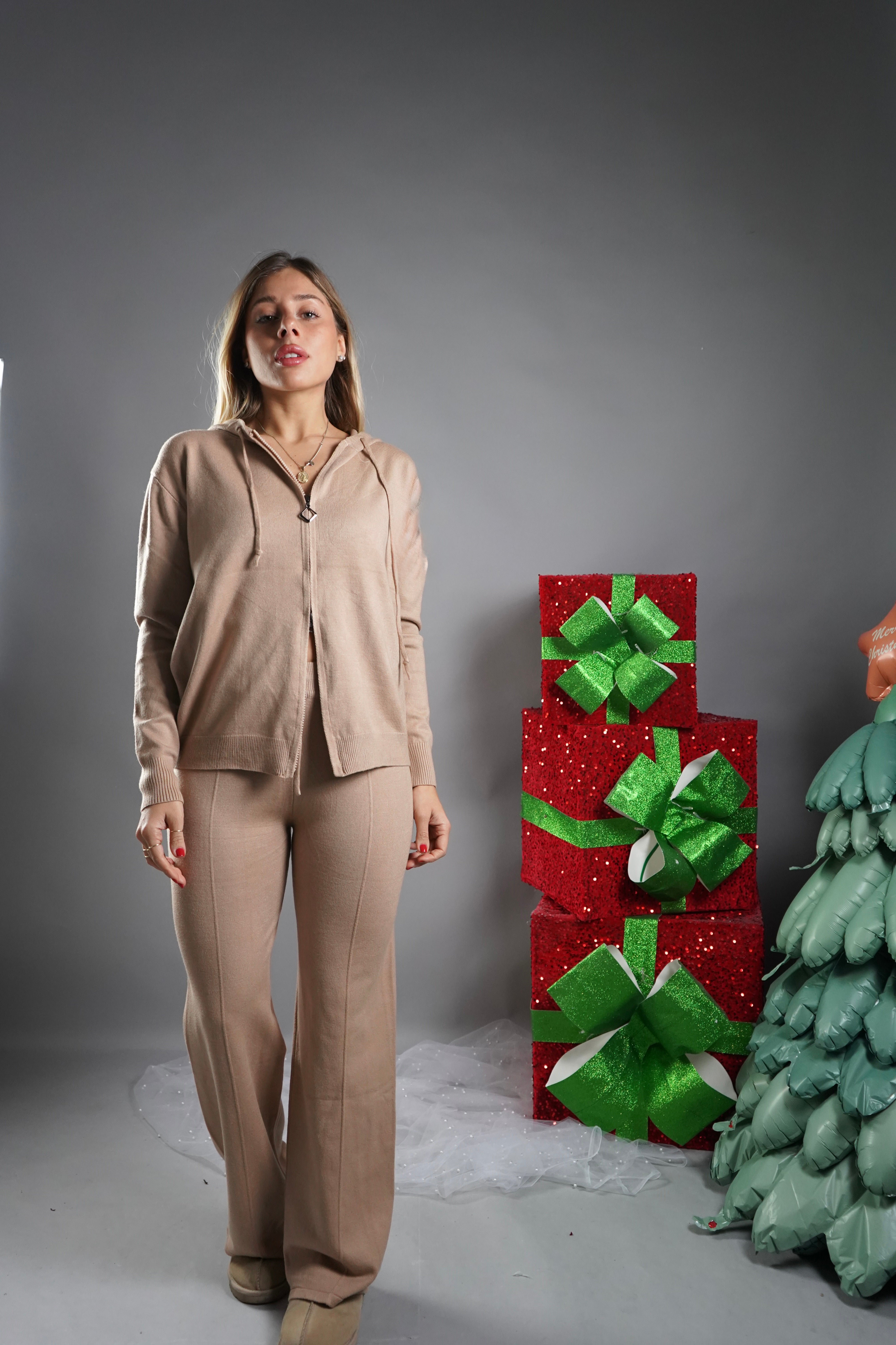 COORDINATO LANA RASATA DOPPIA ZIP CAMMELLO