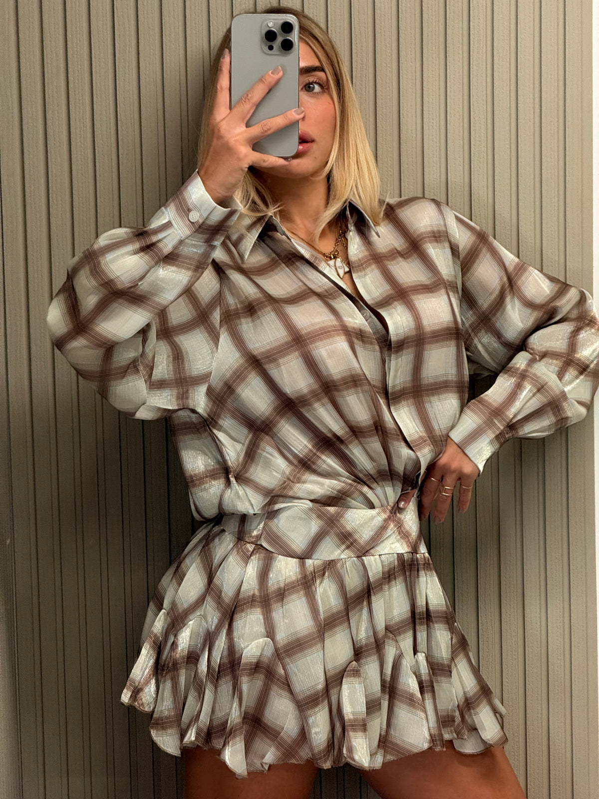 MINI DRESS QUADRETTI MARRONE