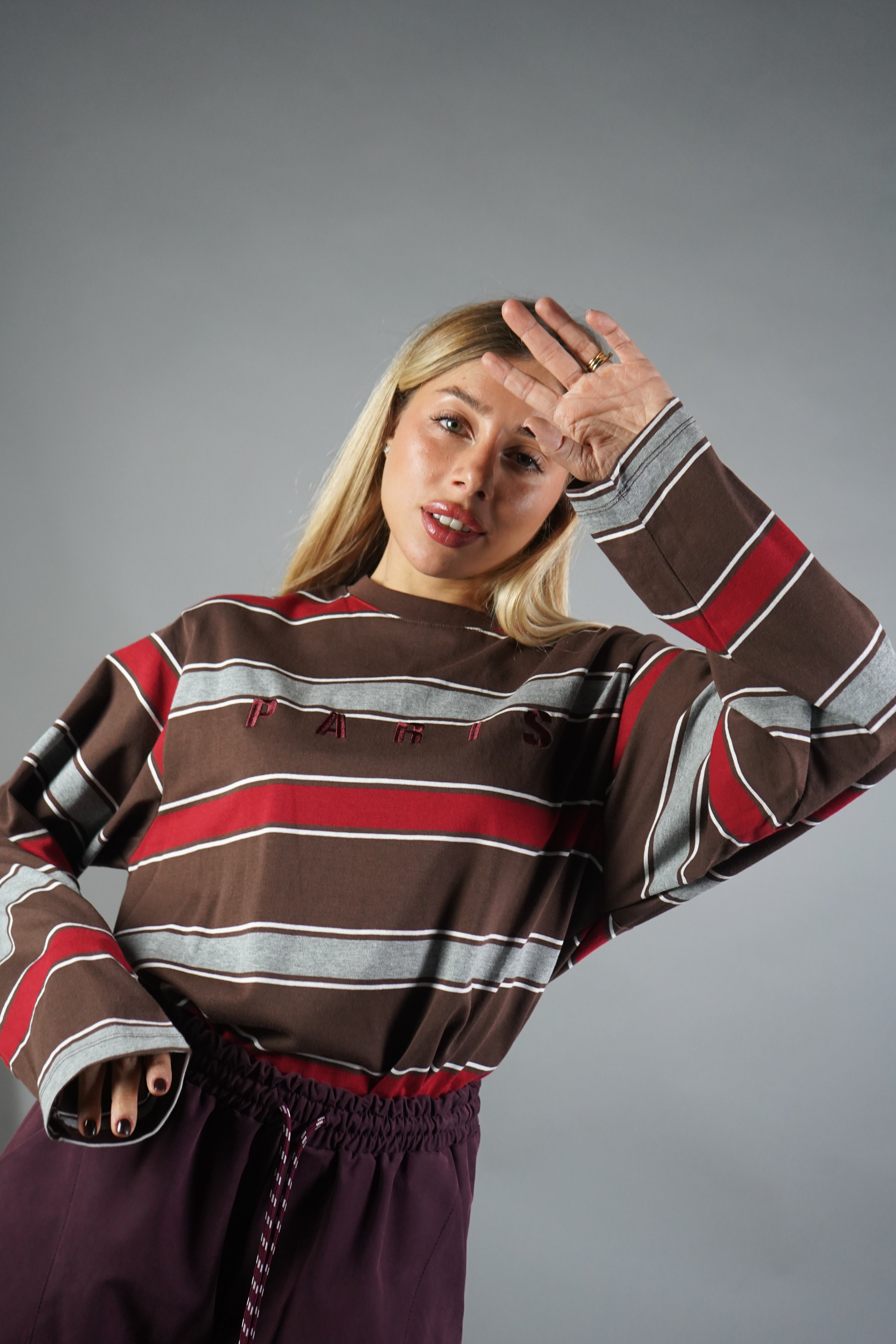 MAGLIA RIGHE “PARIS” MARRONE