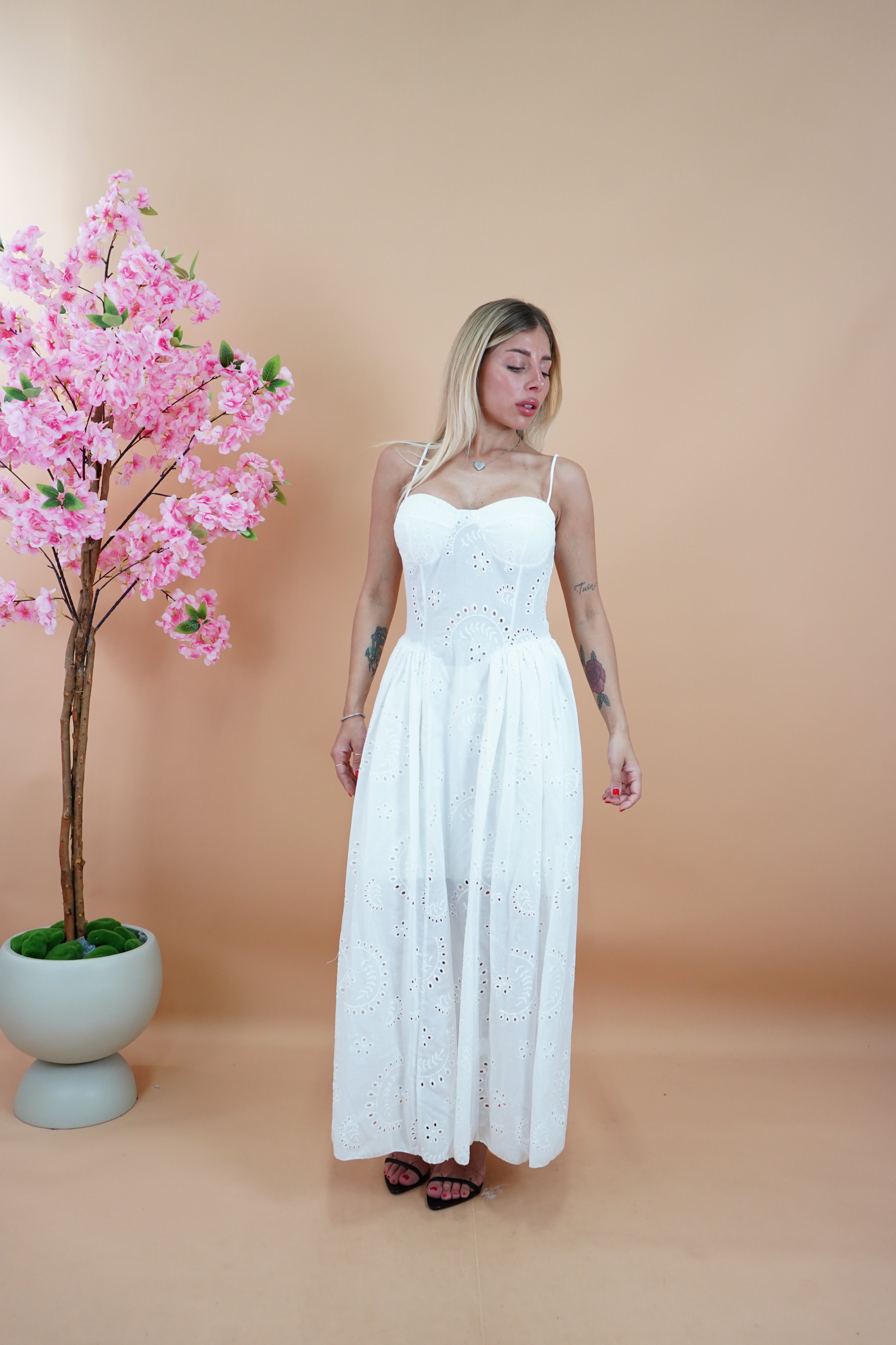 LONG DRESS SANGALLO BIANCO