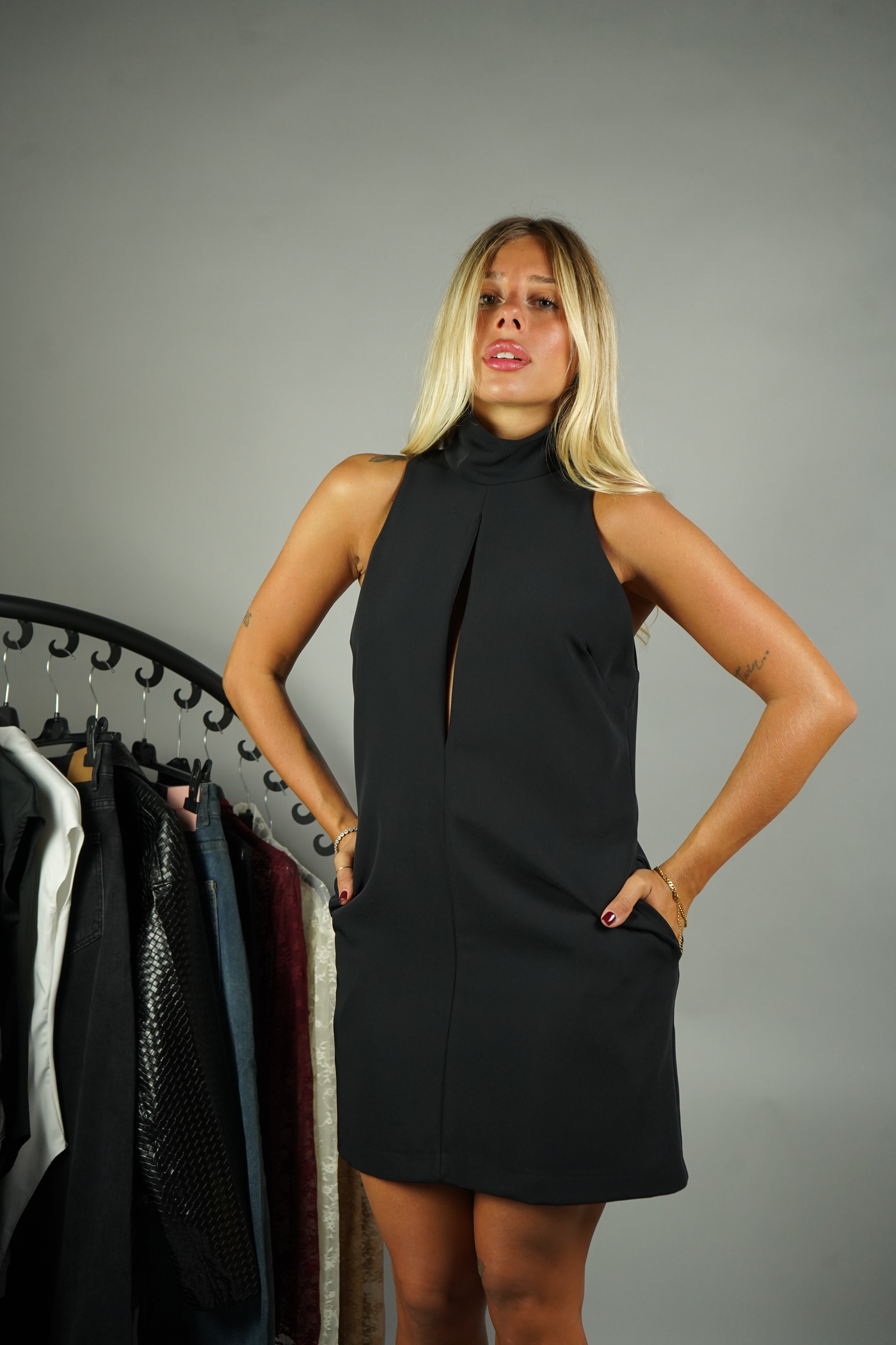 VESTITO TRAPEZIO LUMINA NERO