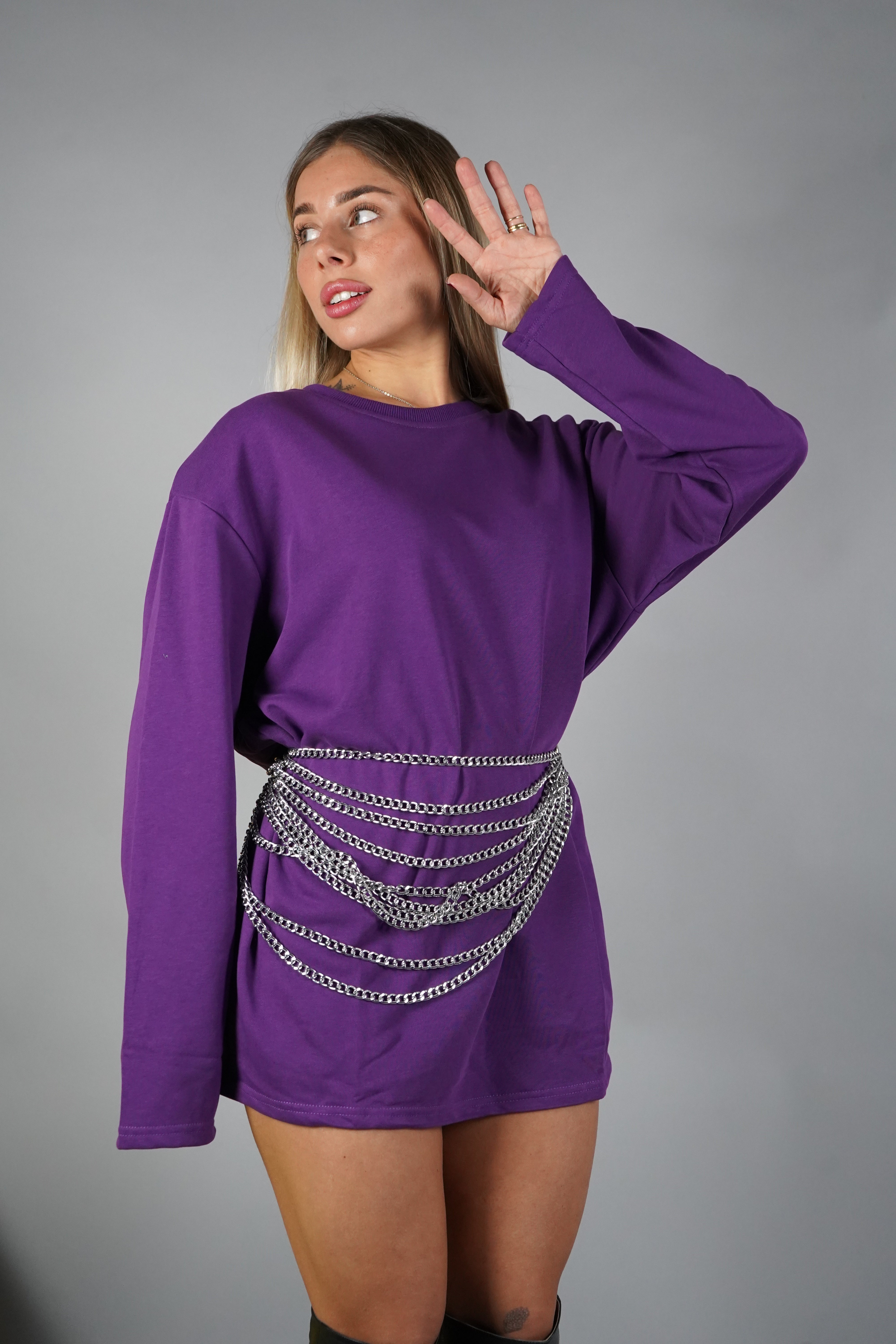 FELPA LEGGERA OVERSIZE VIOLA