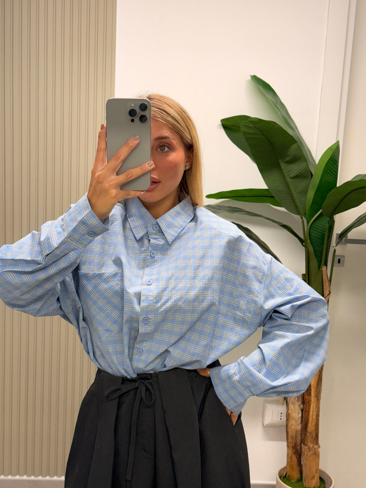 CAMICIA QUADRETTI AZZURRA