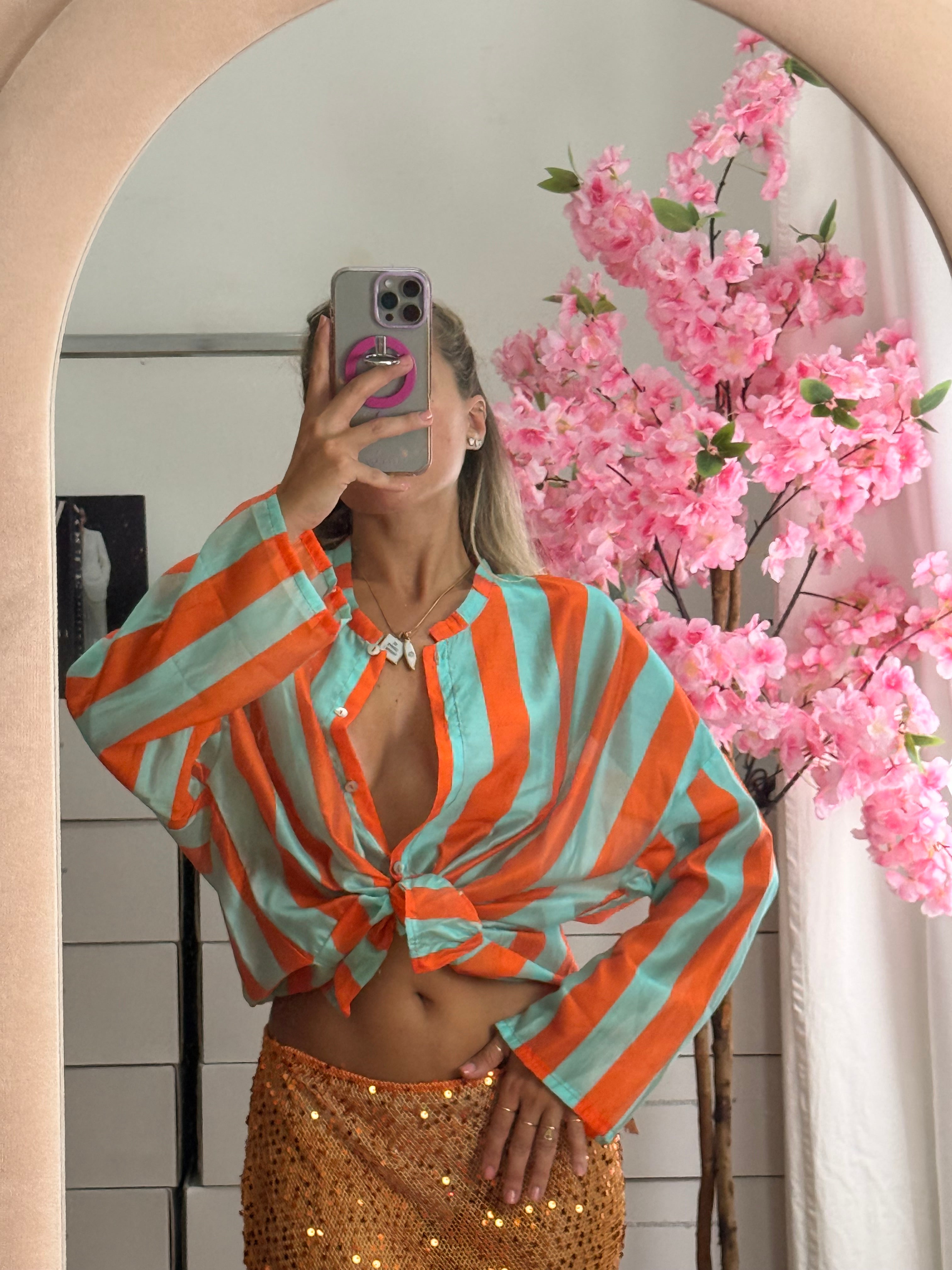 CAMICIA RIGHE ARANCIONE