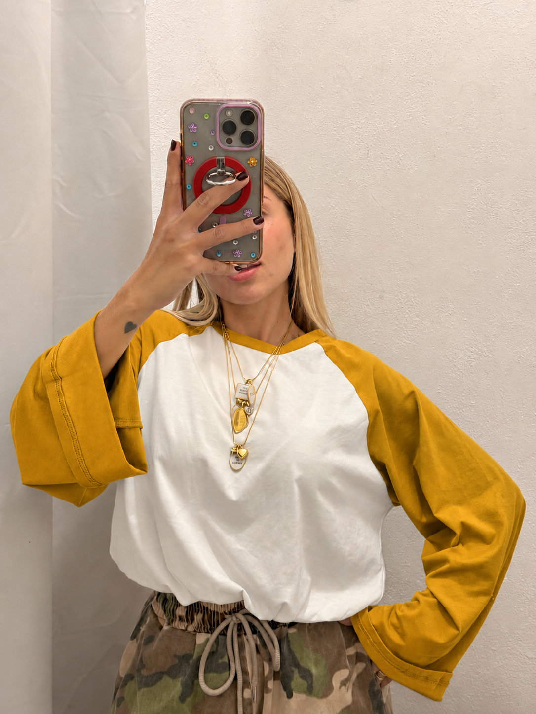 T-SHIRT LONG SLEVEE BICOLOR SENAPE
