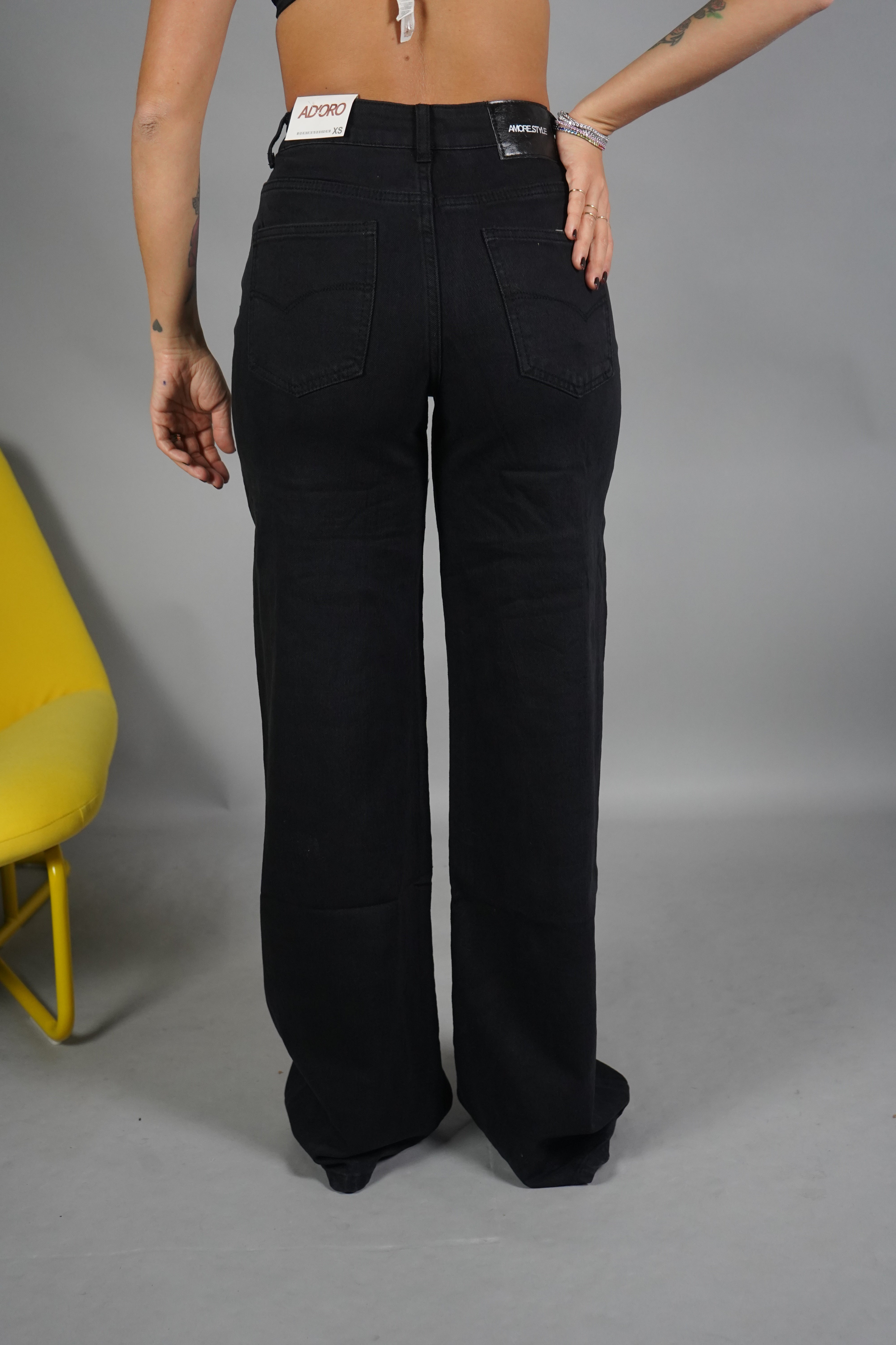 JEANS PALAZZO PUSH UP NERO