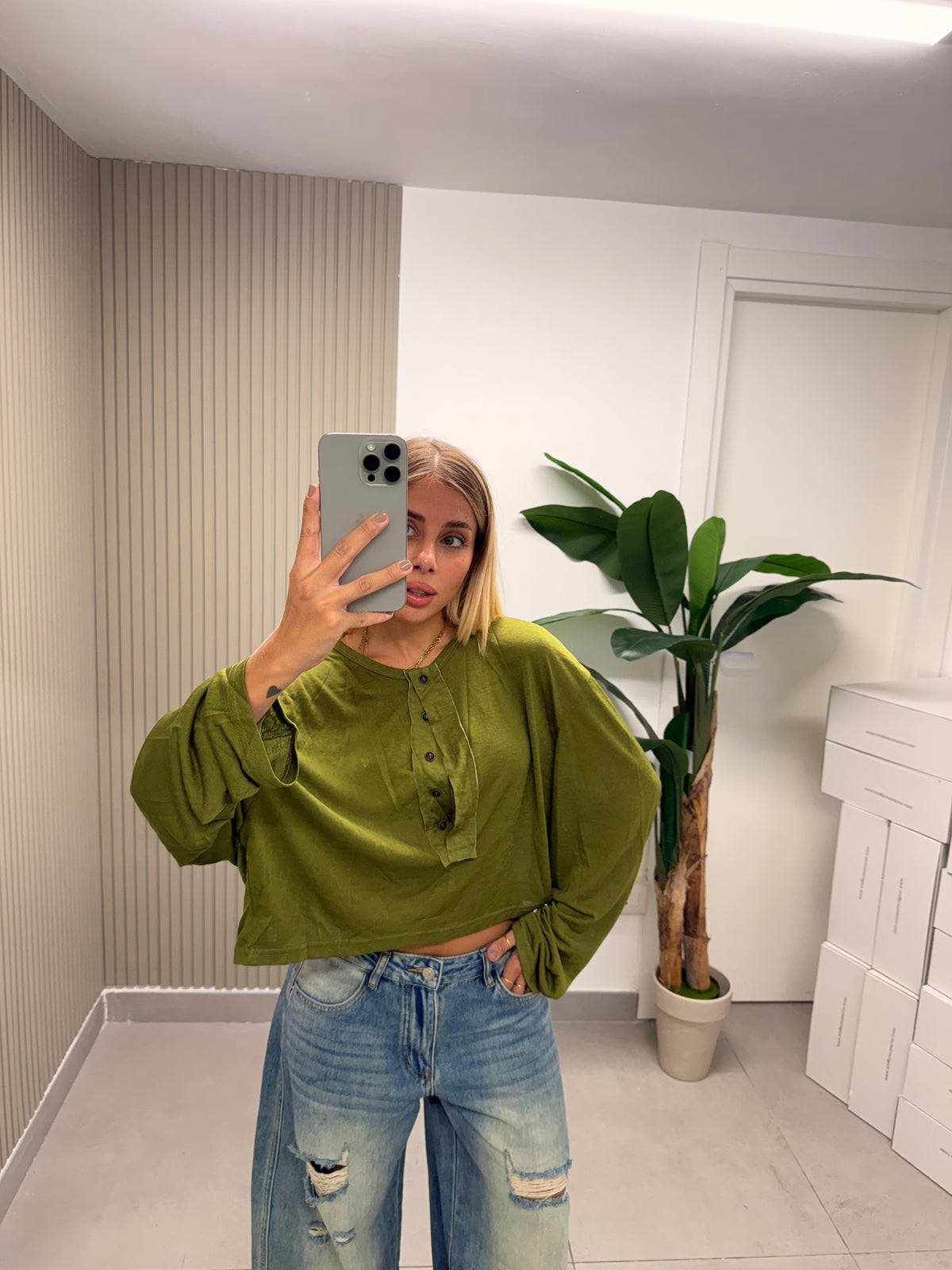 T-SHIRT CROP GIRLFRIEND VERDE
