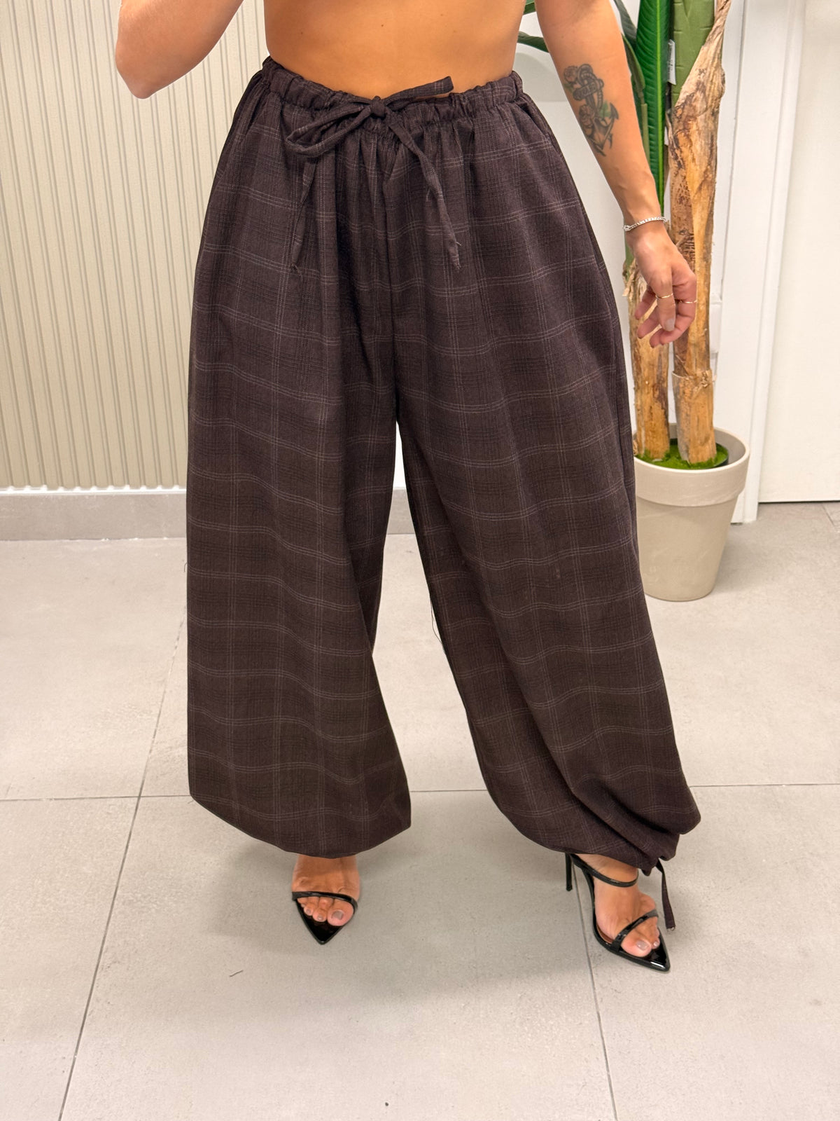 PANTALONE BALLON QUADRETTI VINACCIA