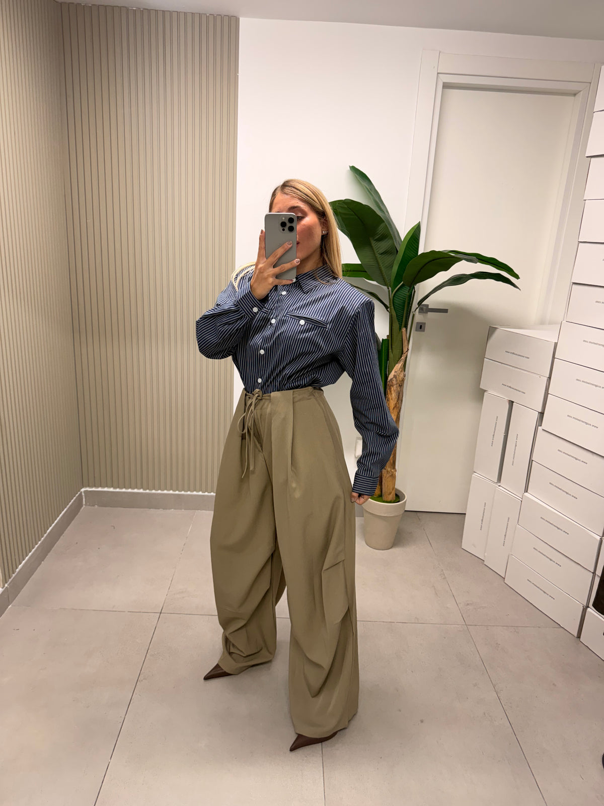CAMICIA GESSATA BLU