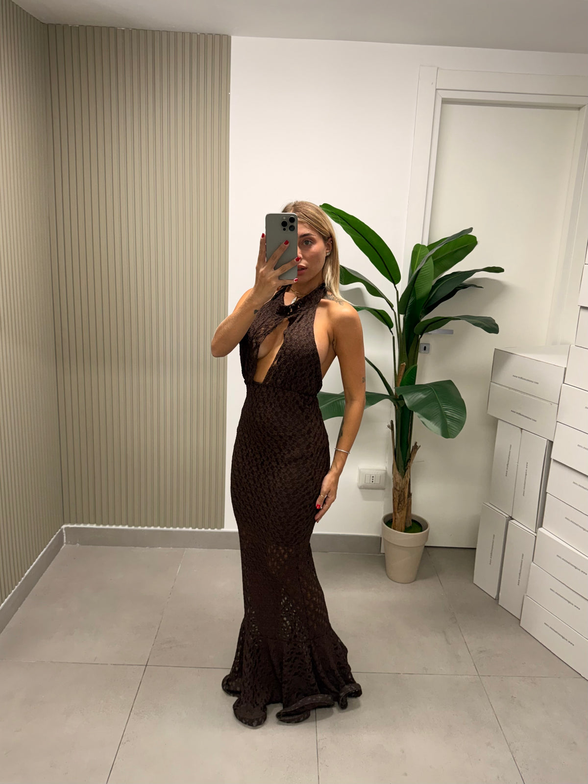 LONG DRESS ANITA MARRONE