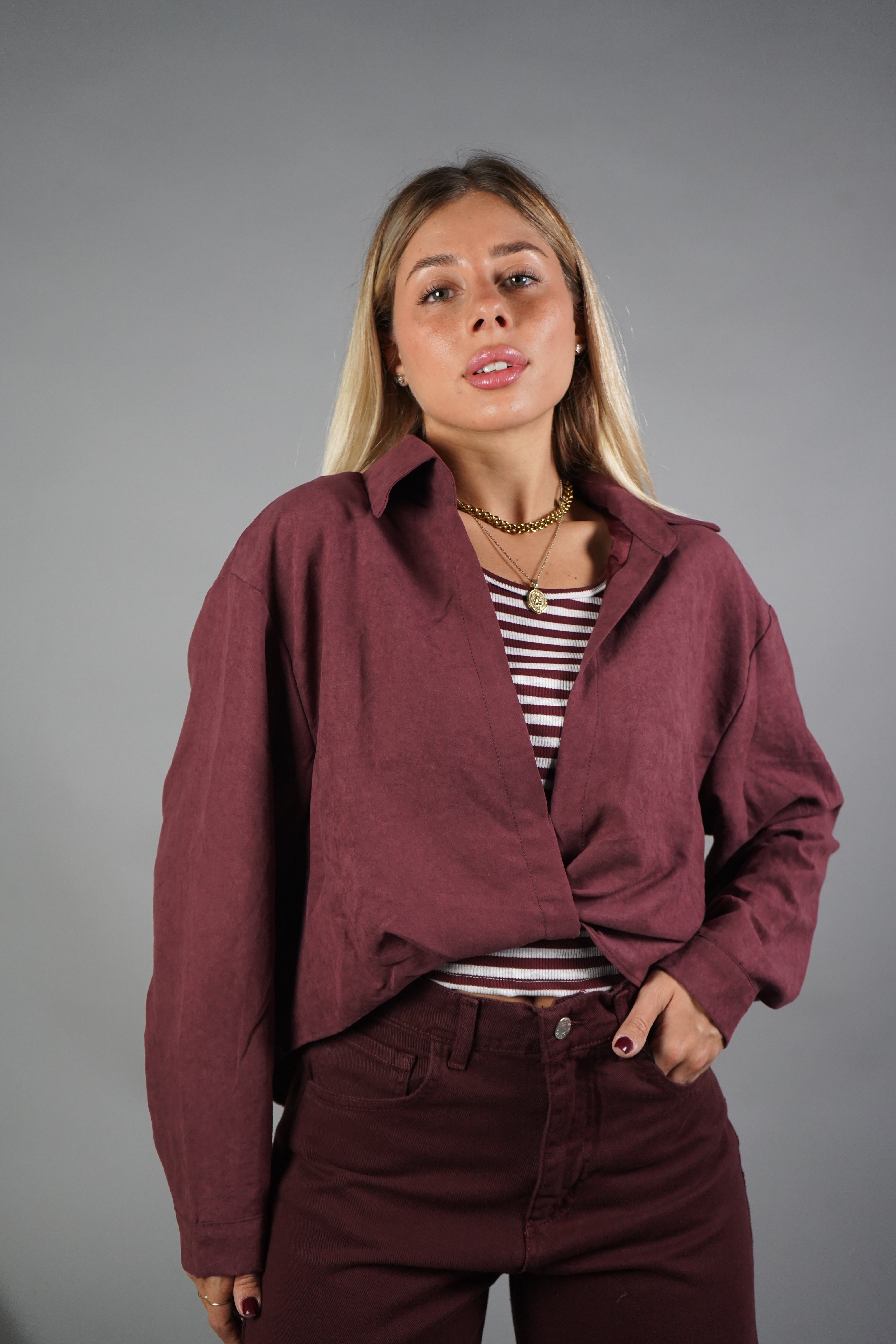 COORDINATO CAMICIA E CANOTTA BORDEAUX