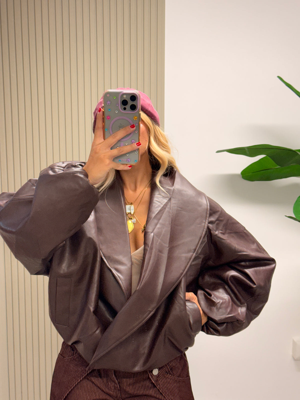 BOMBER ECOPELLE SOFY BORDEAUX