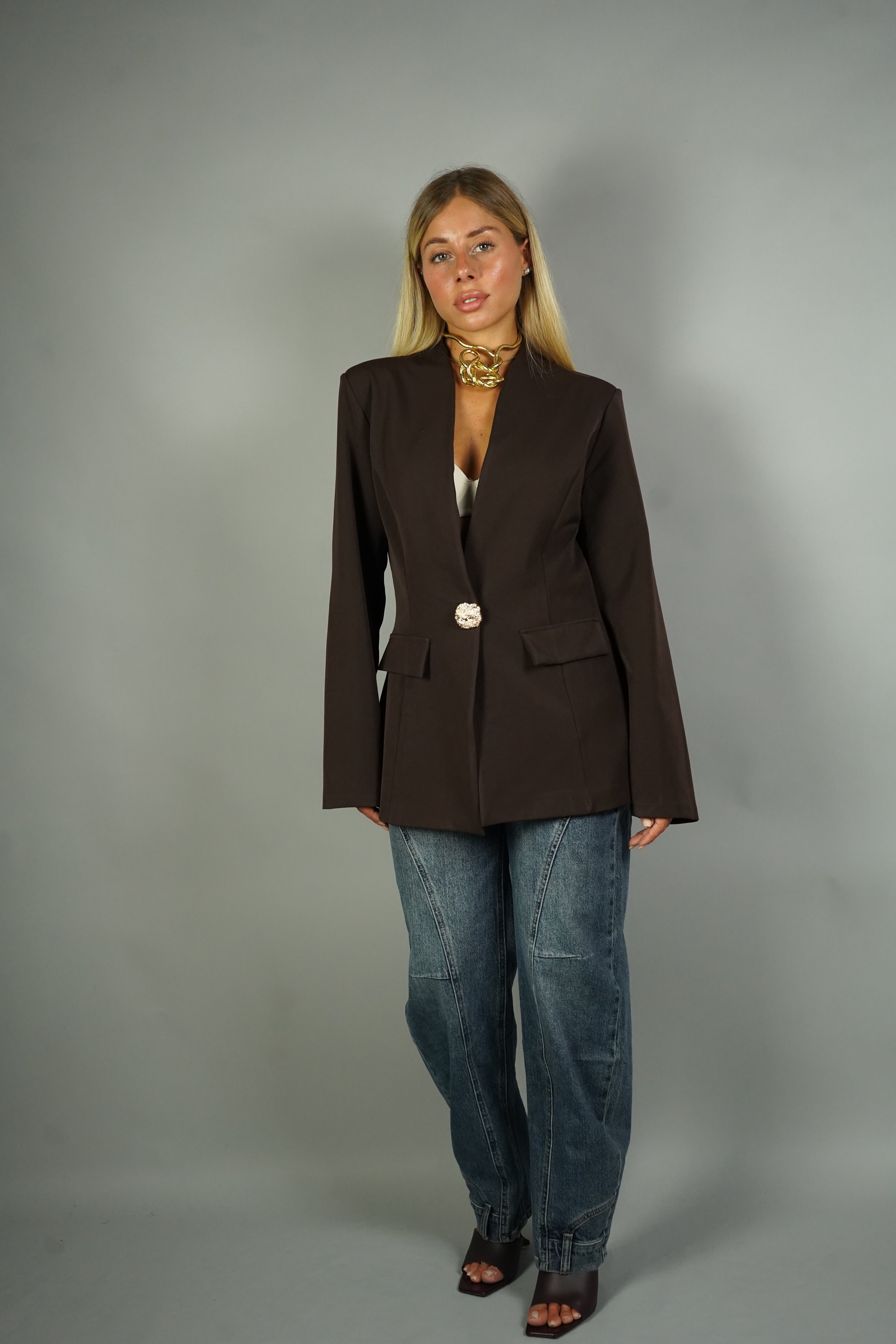 BLAZER AVVITATO MARRONE