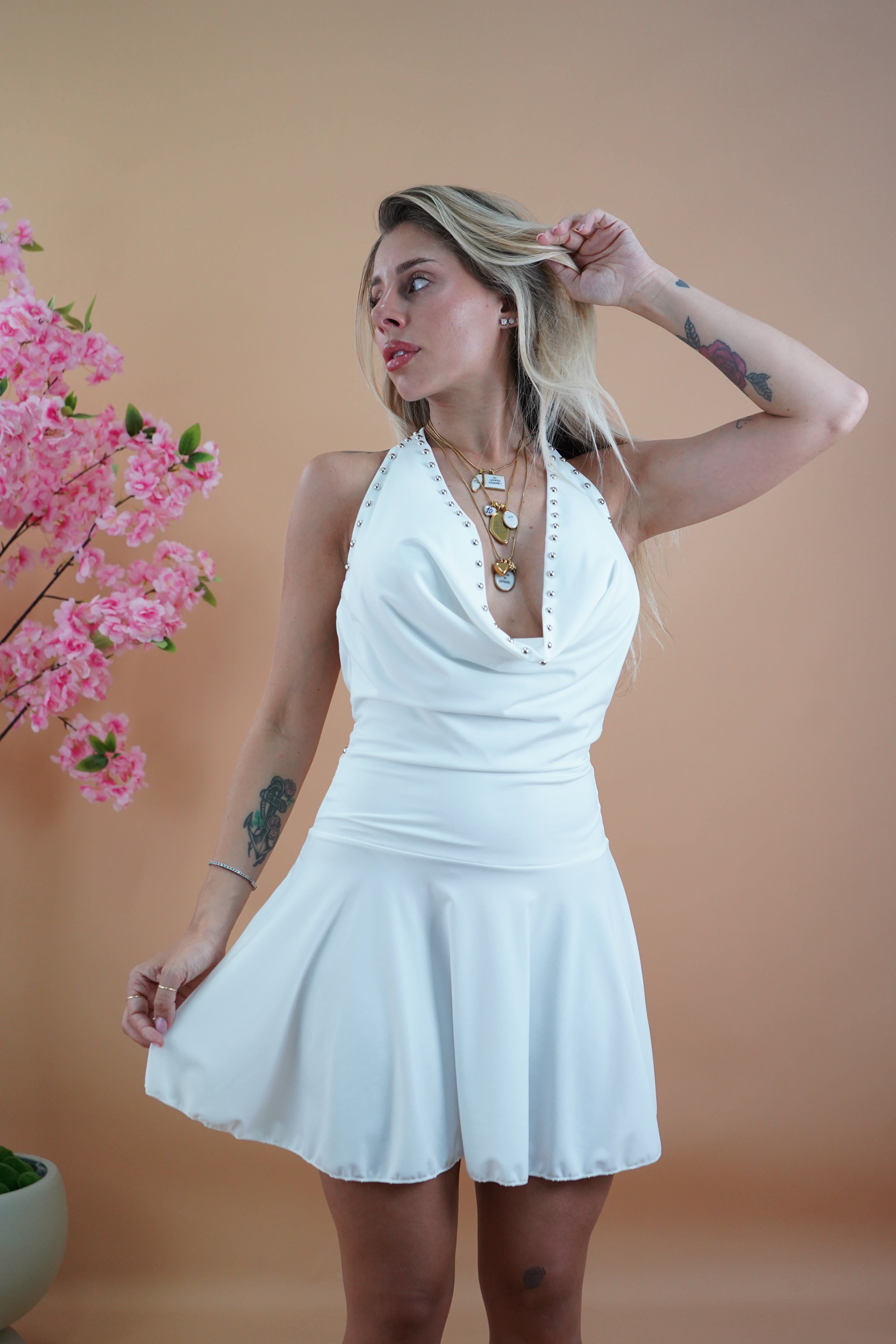 MINI DRESS BORCHIE BIANCO