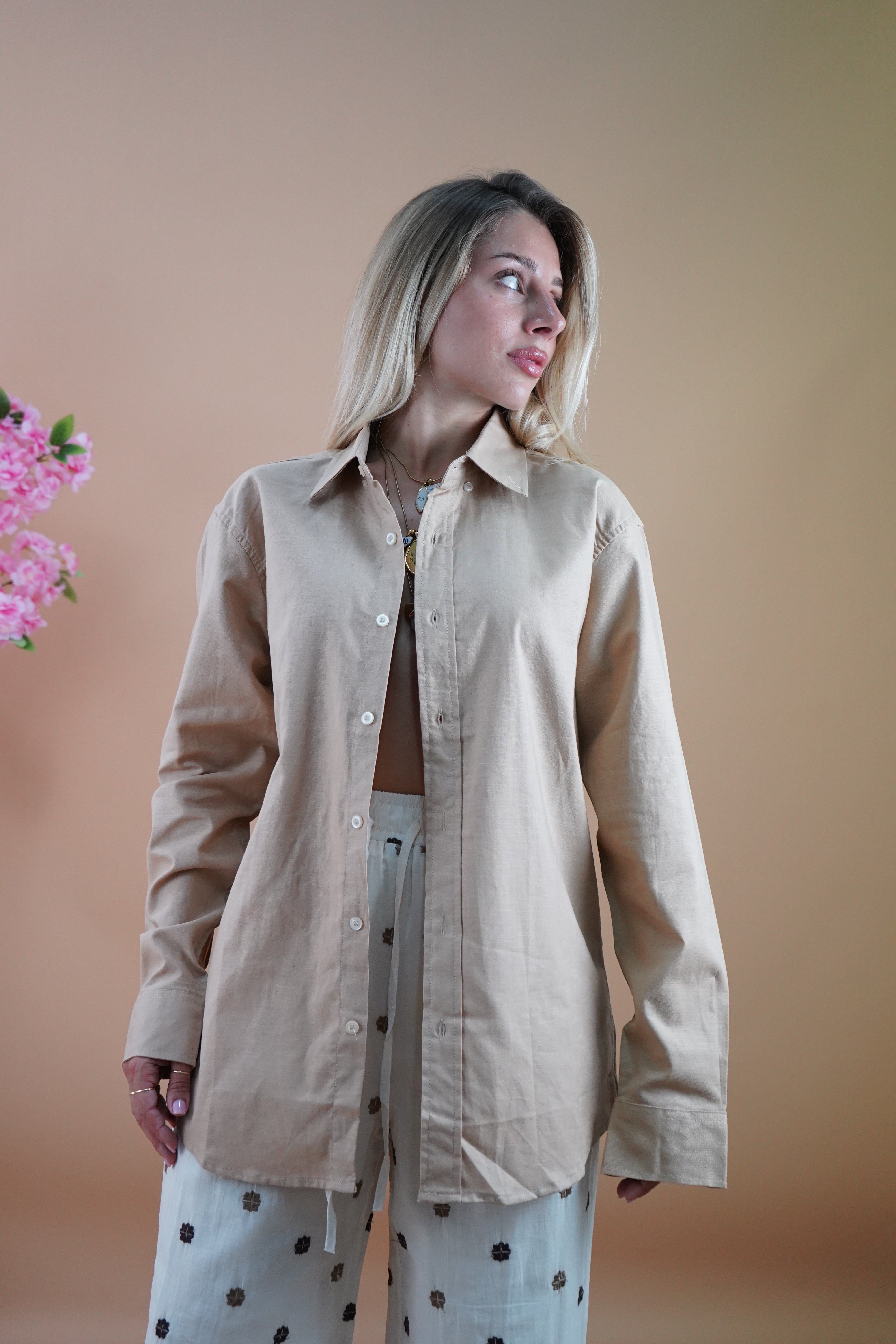 CAMICIA IN LINO PREMIUM CAMMELLO