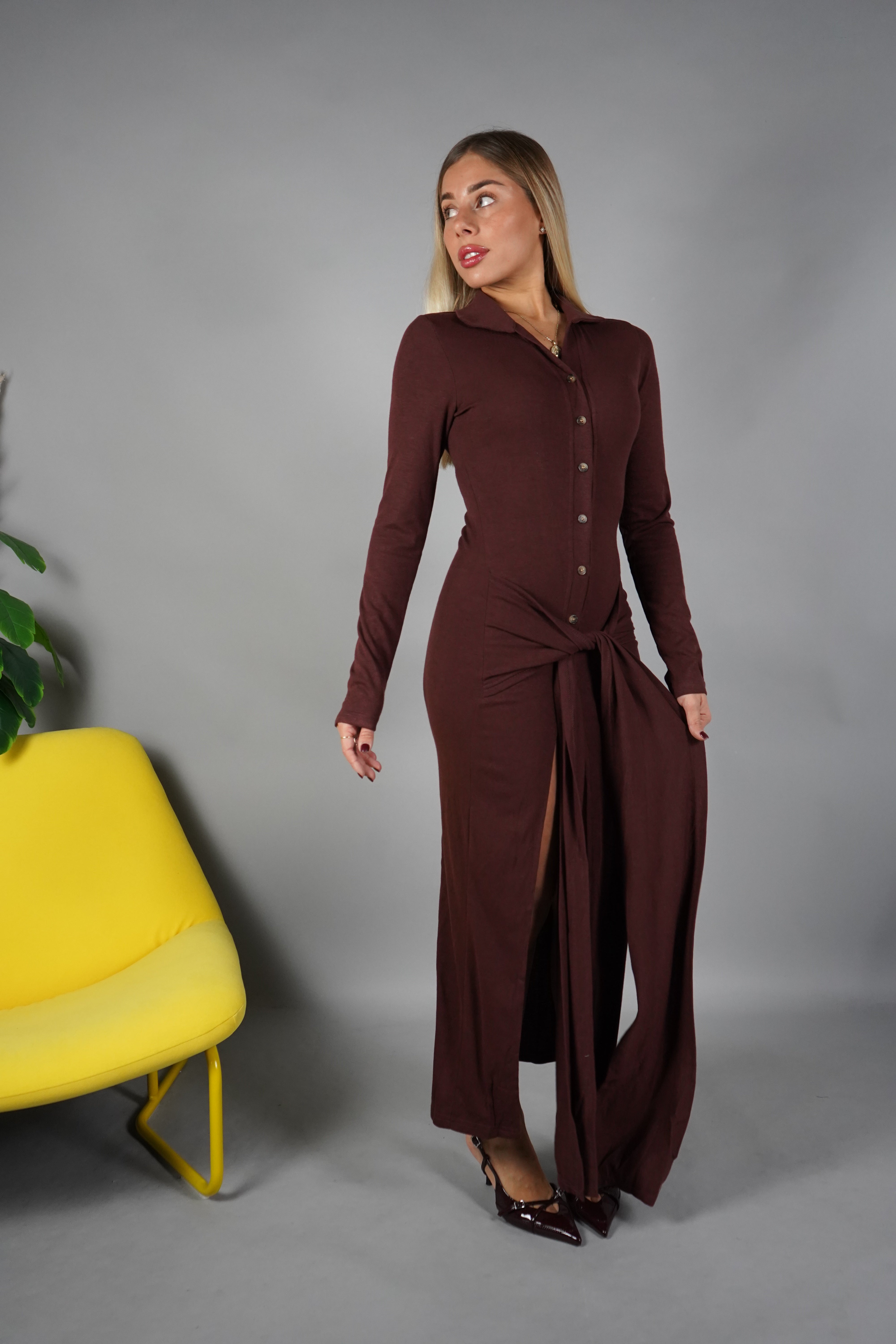 LONG DRESS BOTTONI CHOCO
