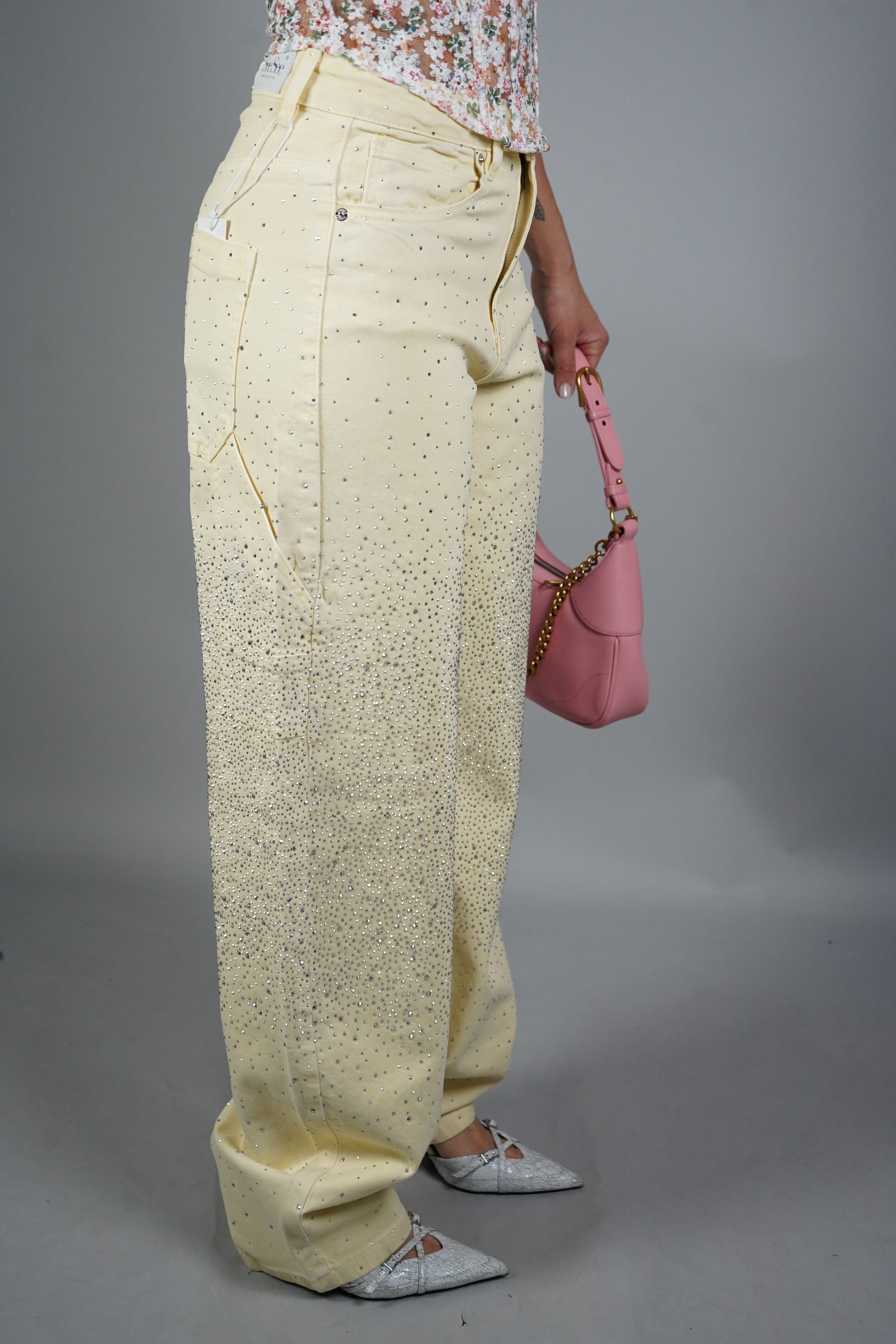 JEANS BALLON STRASS GIALLO