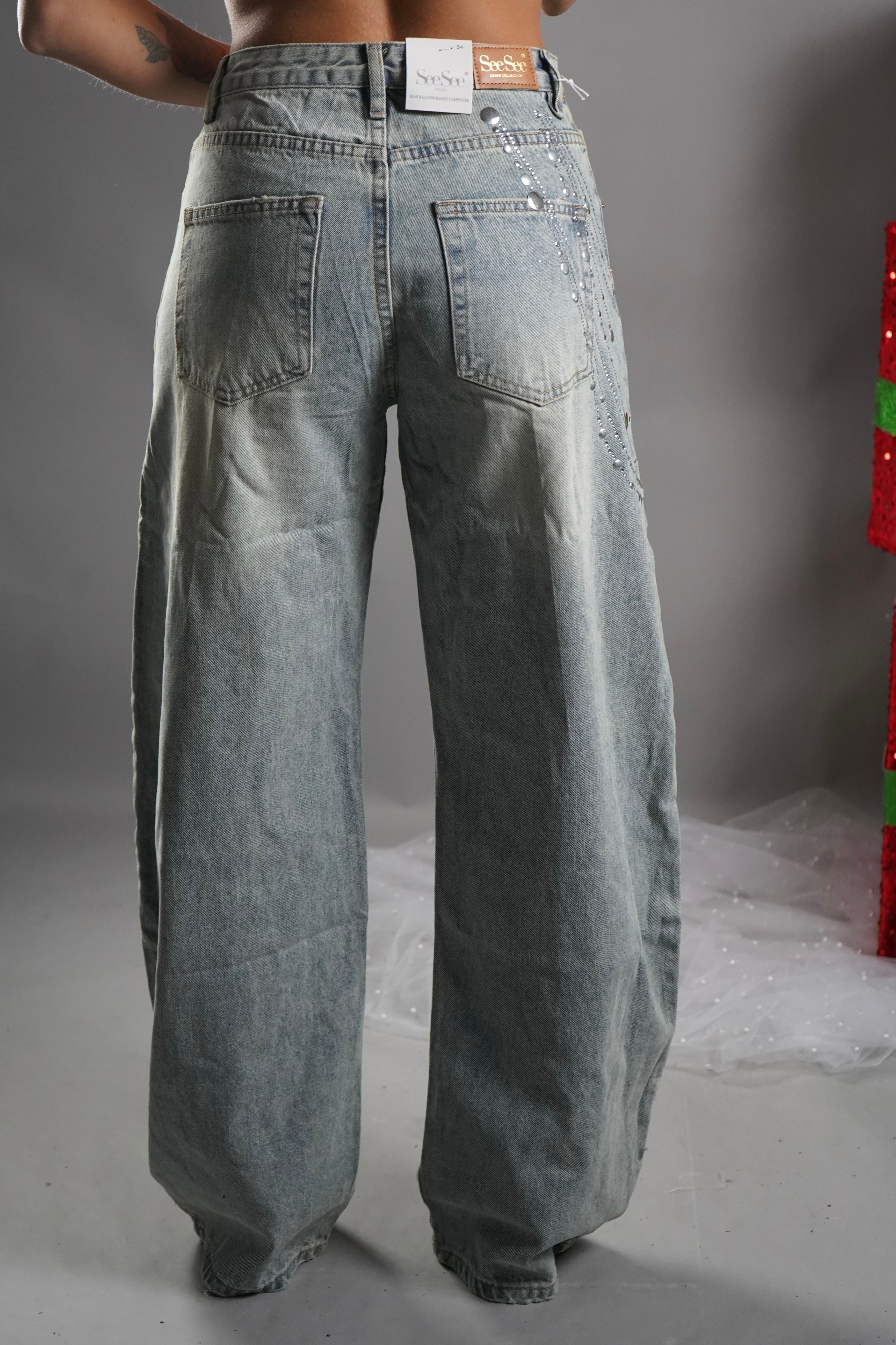 JEANS BAGGY CASCATA ARGENTO