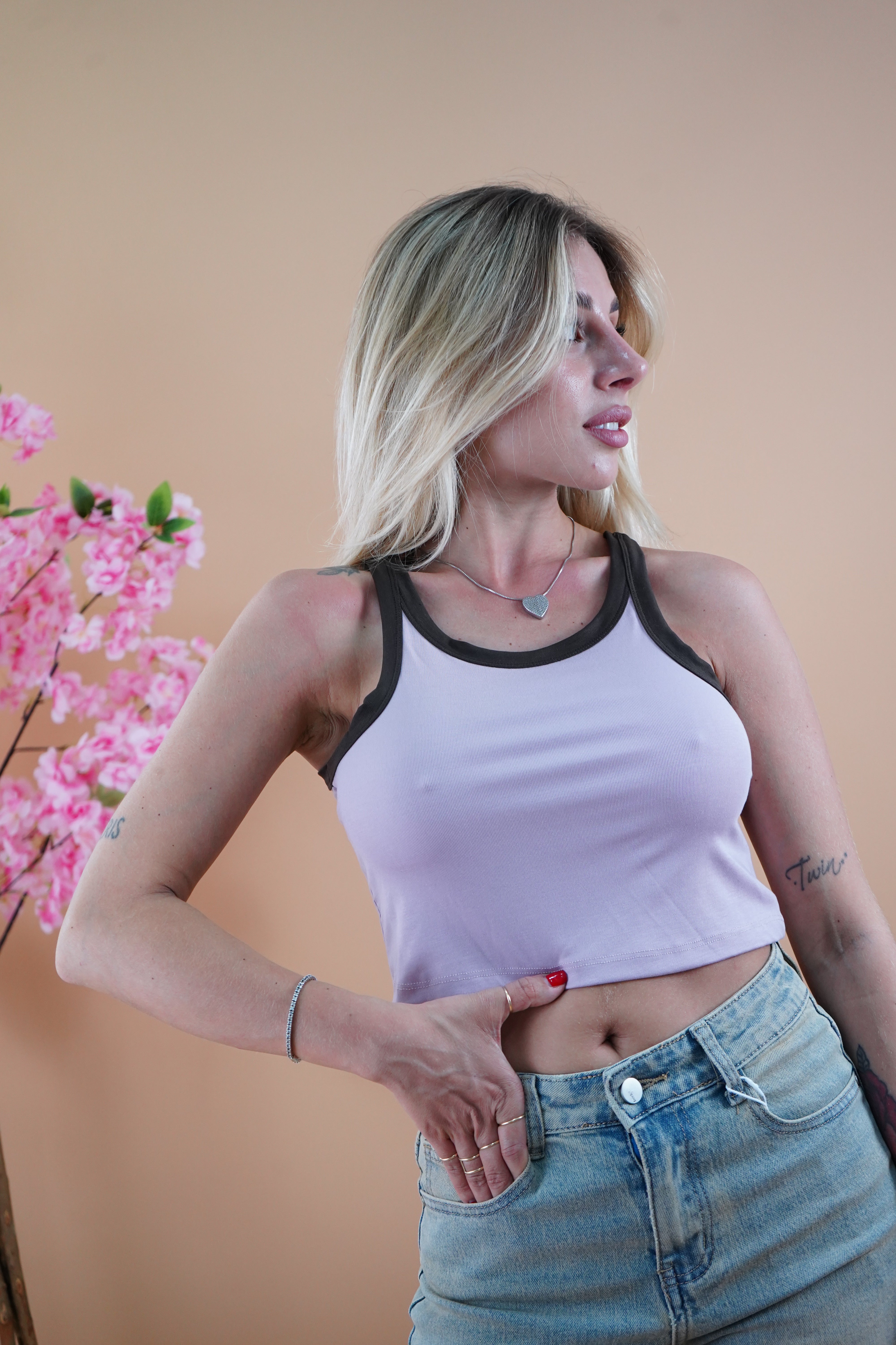 TOP BICOLORE ROSA