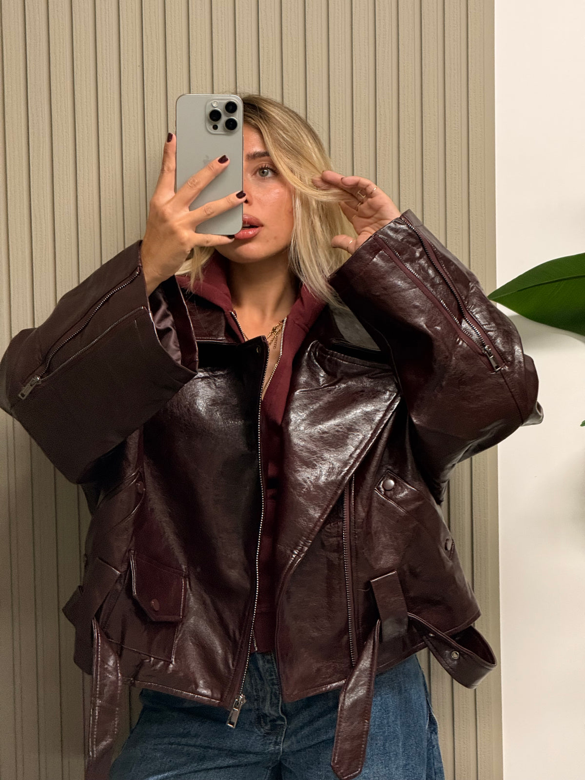 CHIODO ECOPELLE OVERSIZE MARSIGLIA BURGUNDY