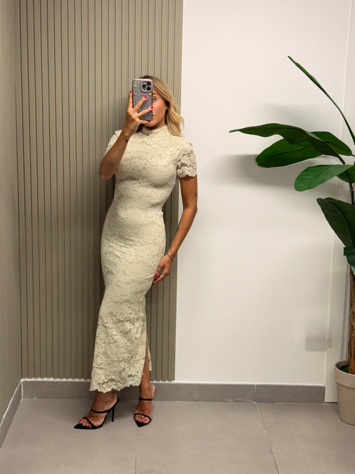 LONG DRESS PIZZO ROMANTICO PANNA