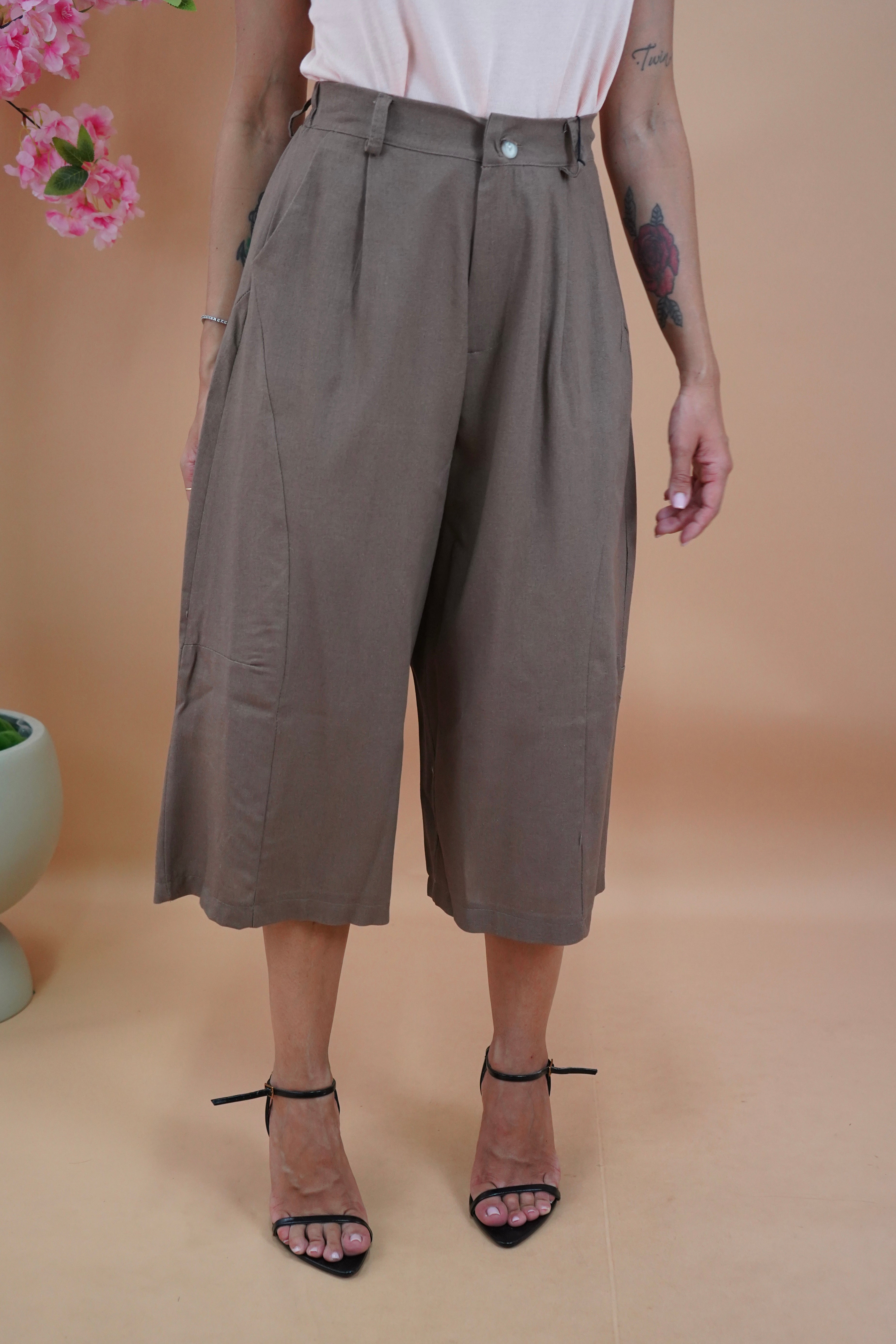 BERMUDA MAXI IN LINO FANGO
