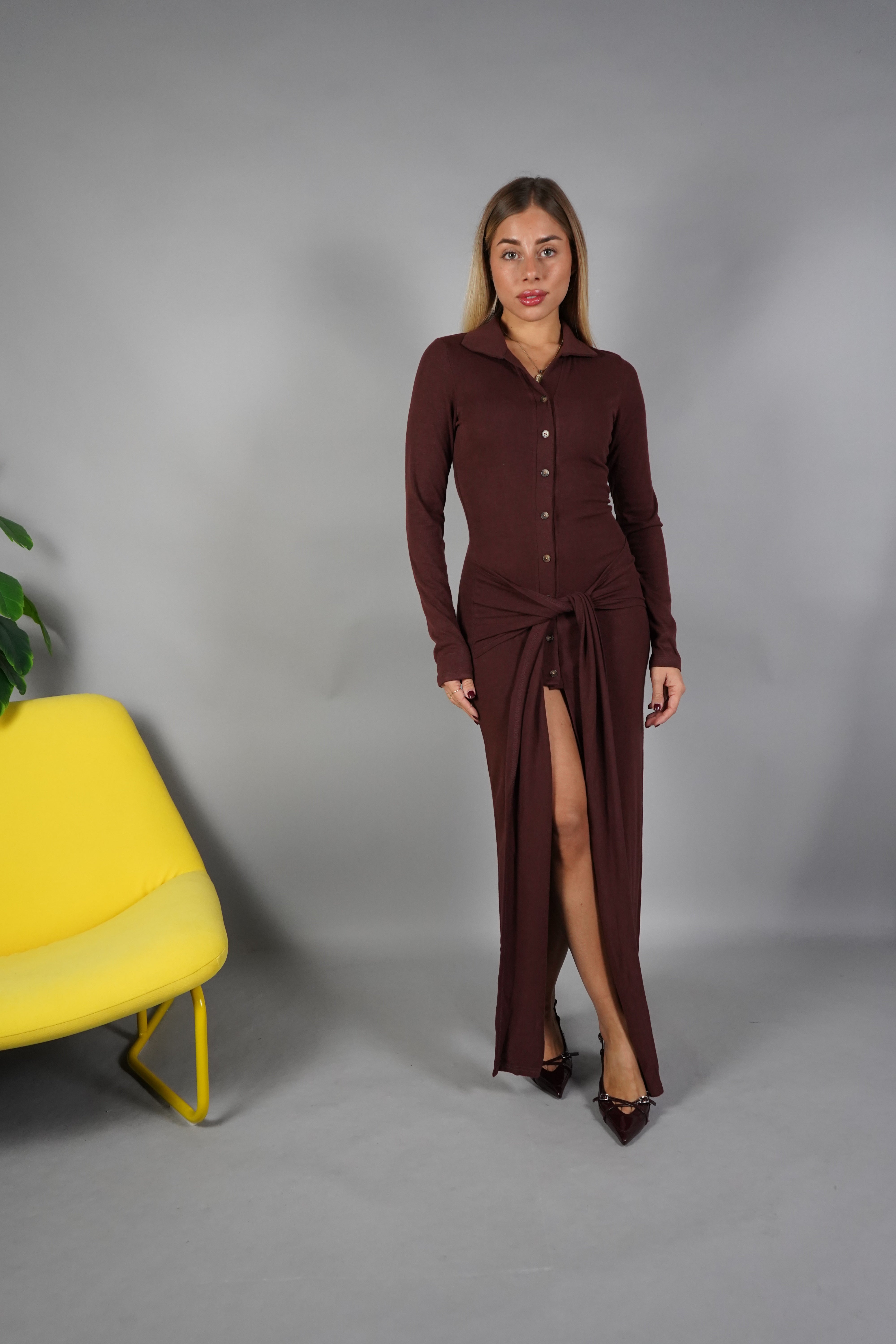 LONG DRESS BOTTONI CHOCO