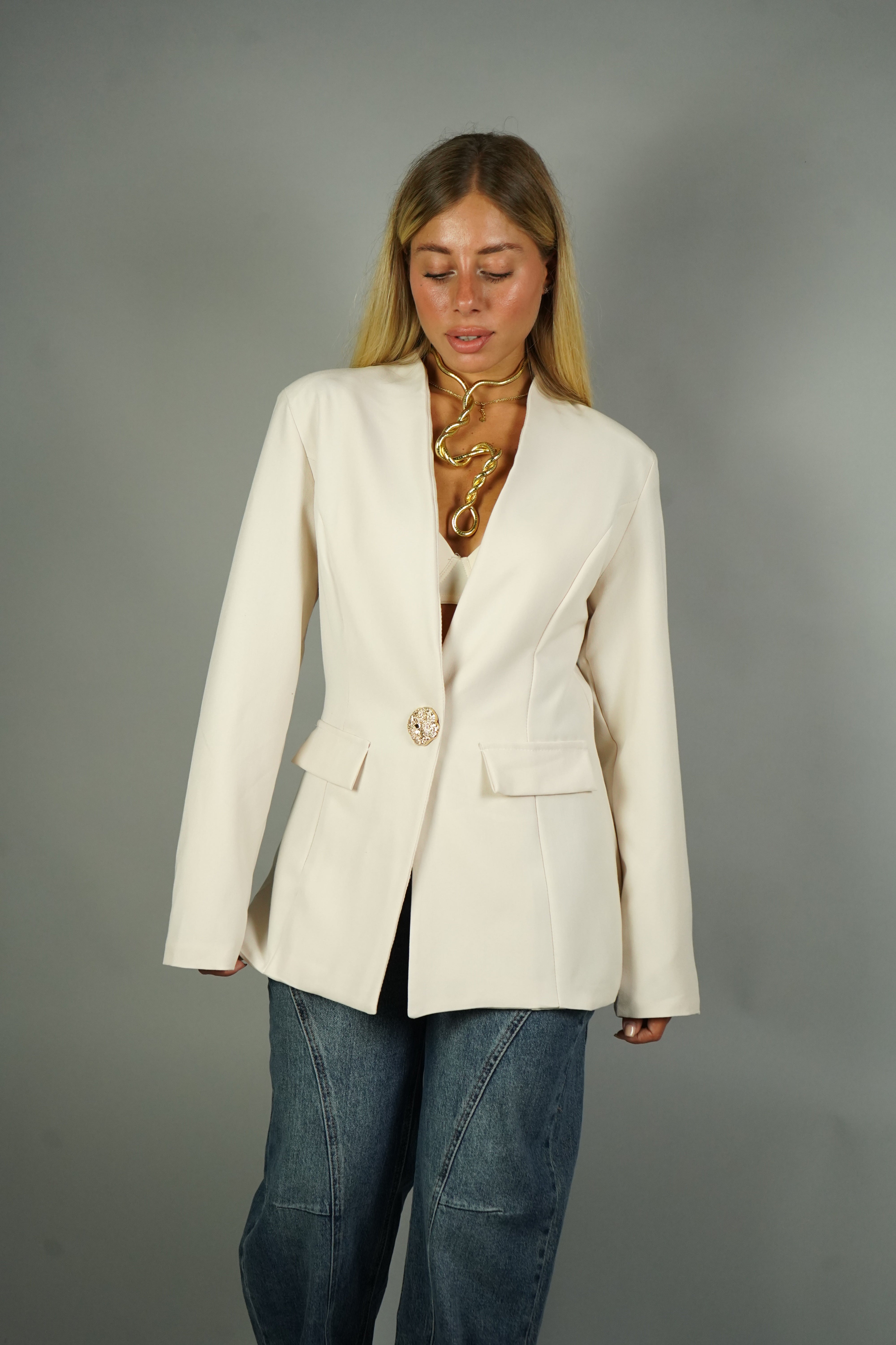 BLAZER AVVITATO PANNA