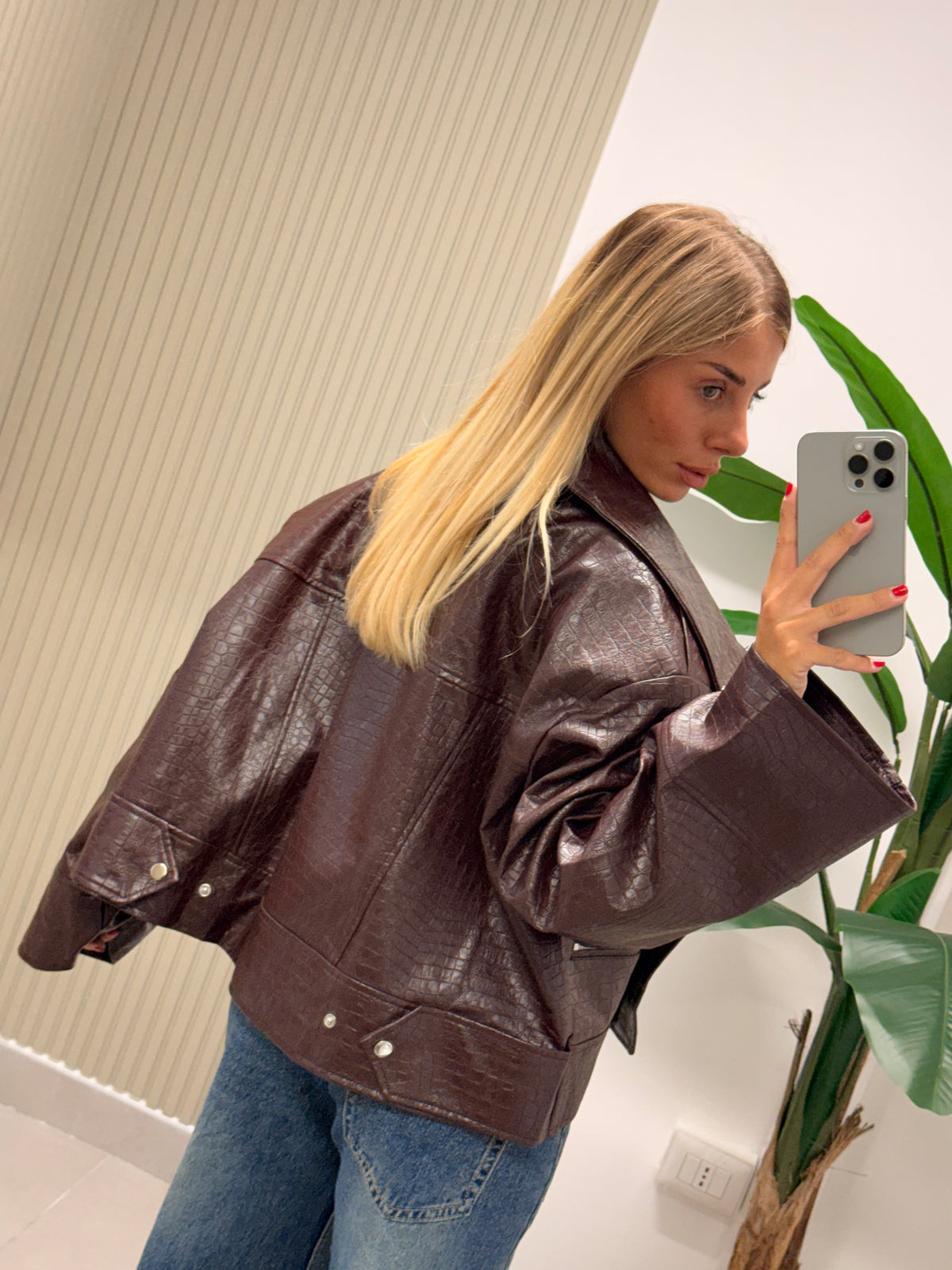 CHIODO ECOPELLE OVERSIZE COCCO BORDEAUX