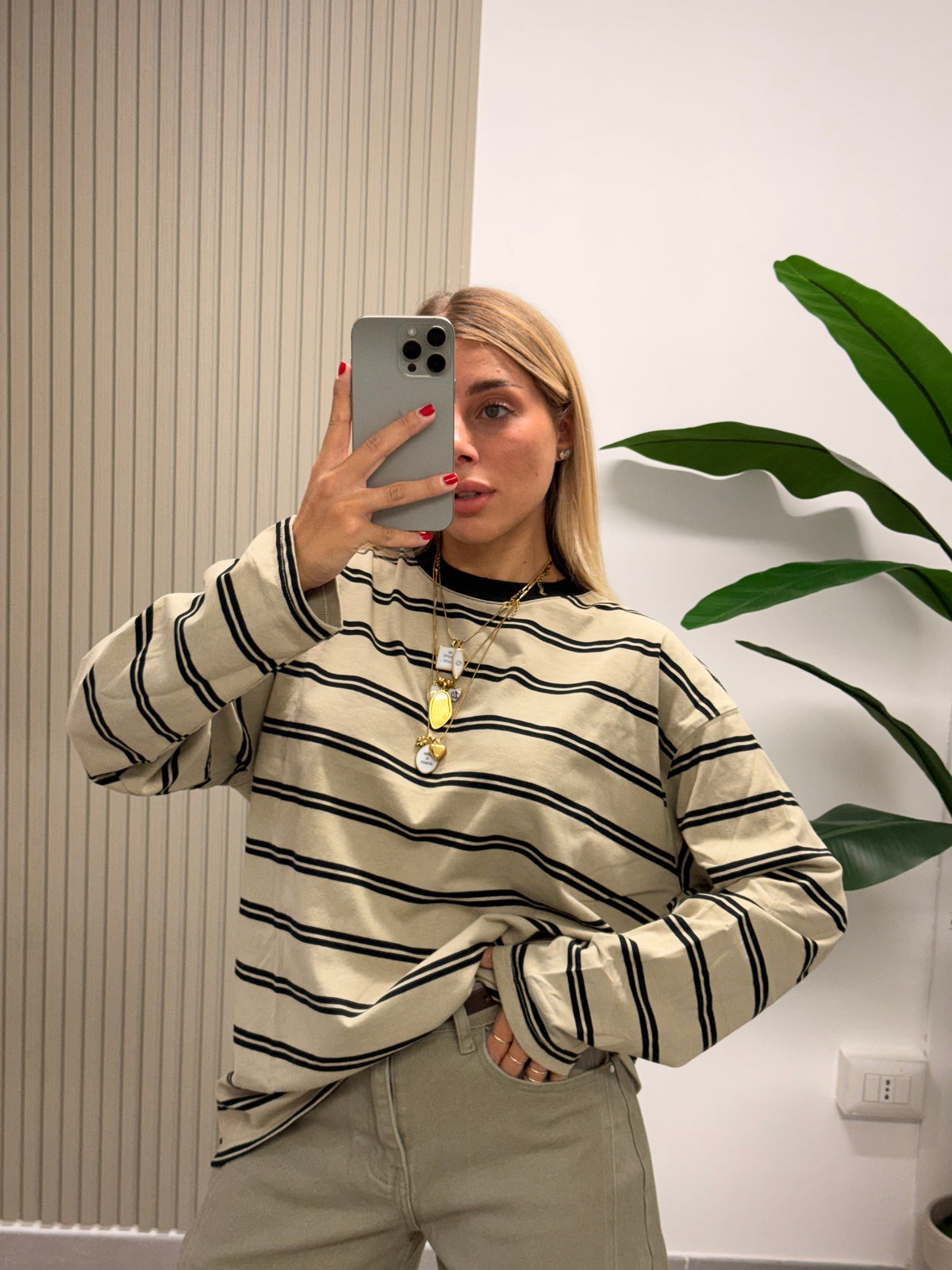 T-SHIRT RIGHE BEIGE