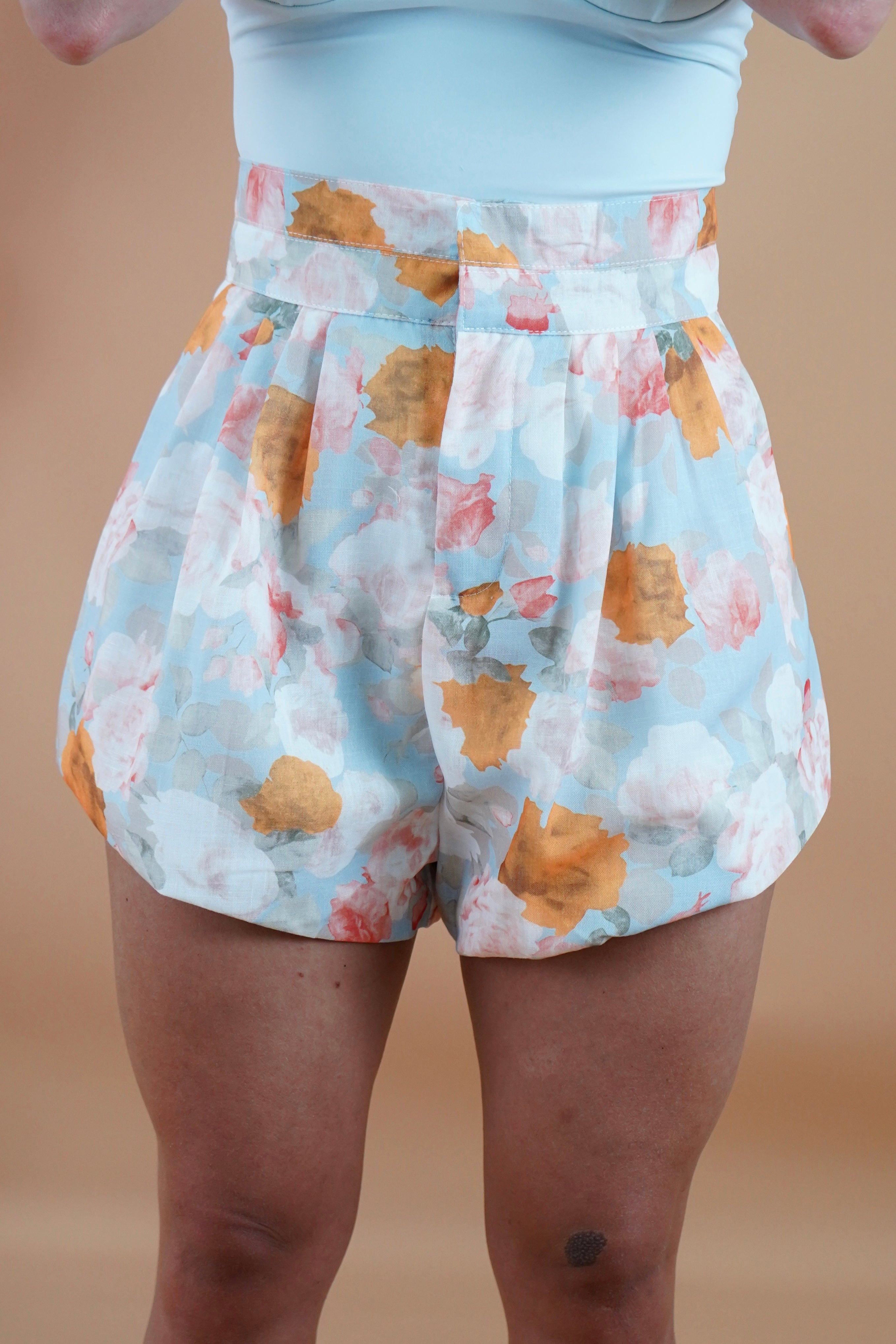 MINI SHORTS FIORI AZZURRO