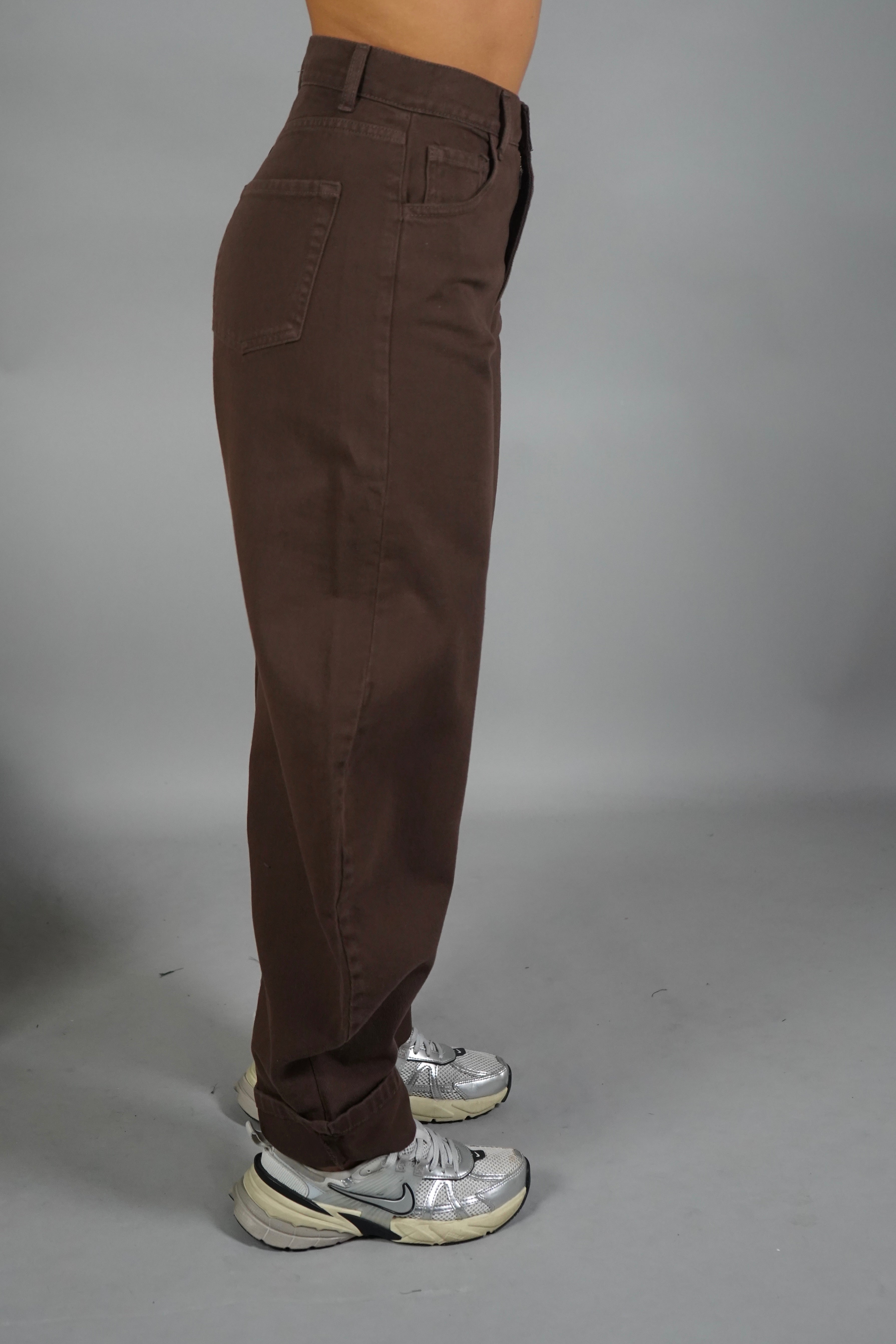 JEANS BALLON RISVOLTO MARRONE