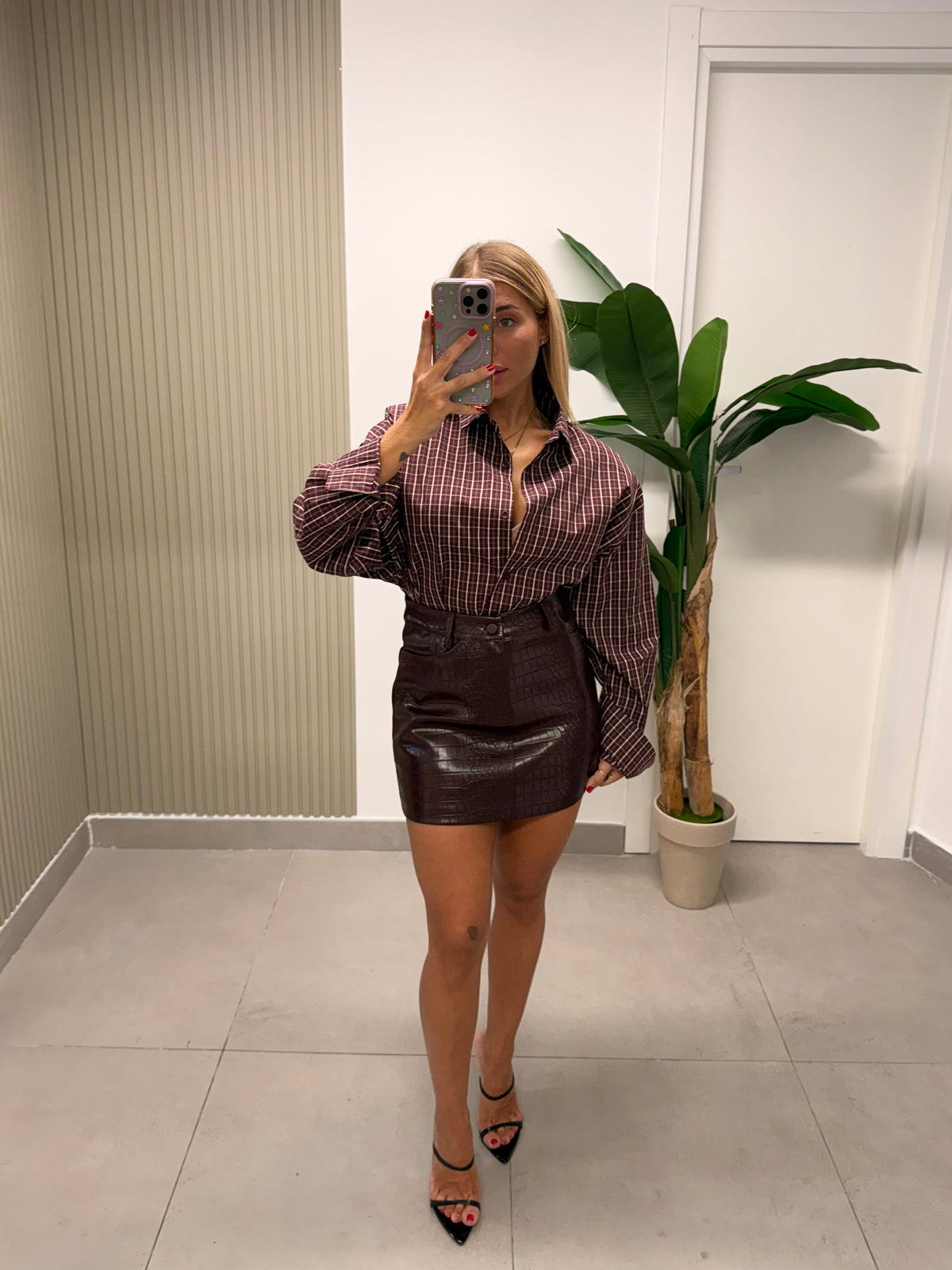 CAMICIA QUADRI BORDEAUX